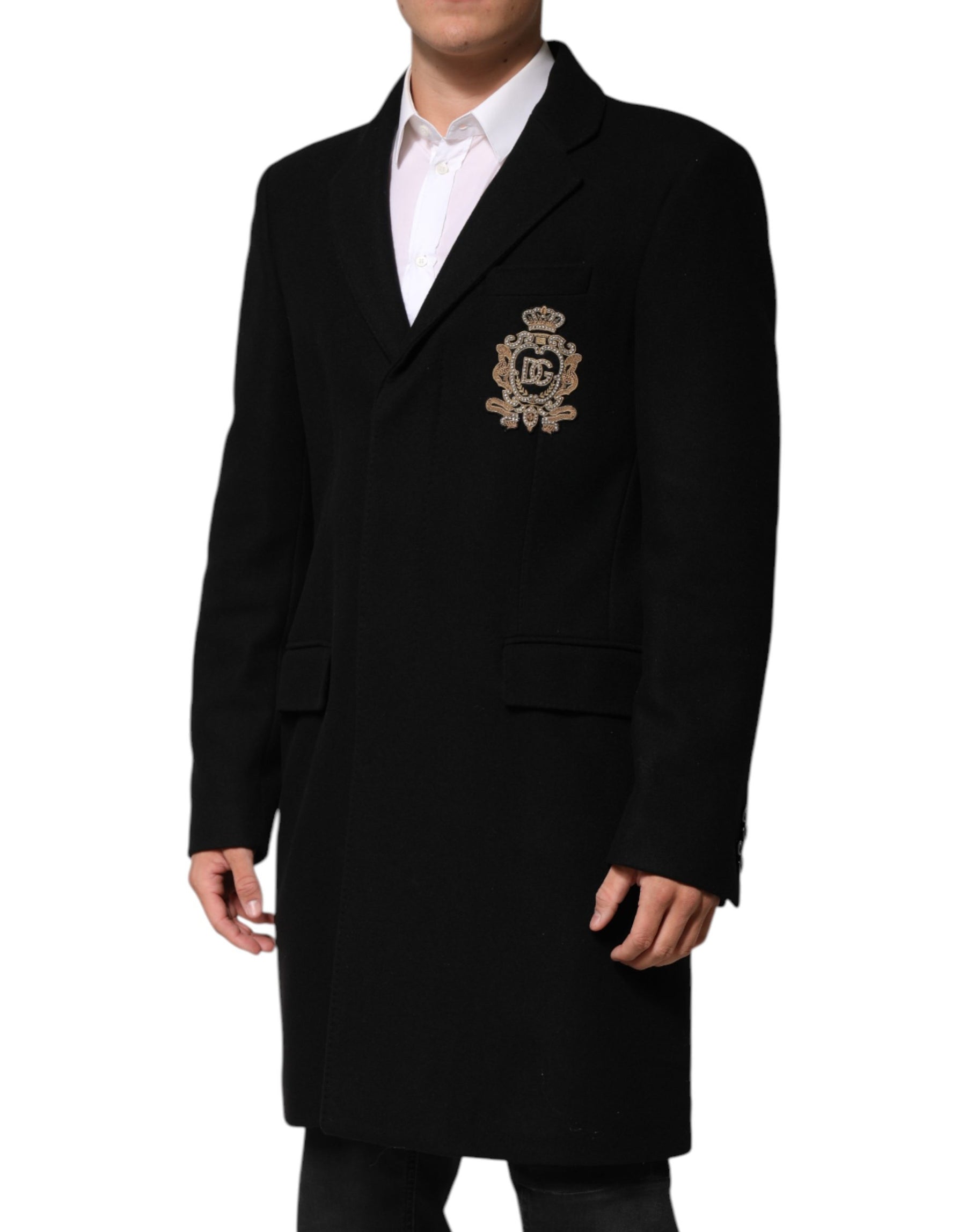 Dolce & Gabbana Black Heraldic Patch Single Breasted Blazer Jacket | Regal Royce