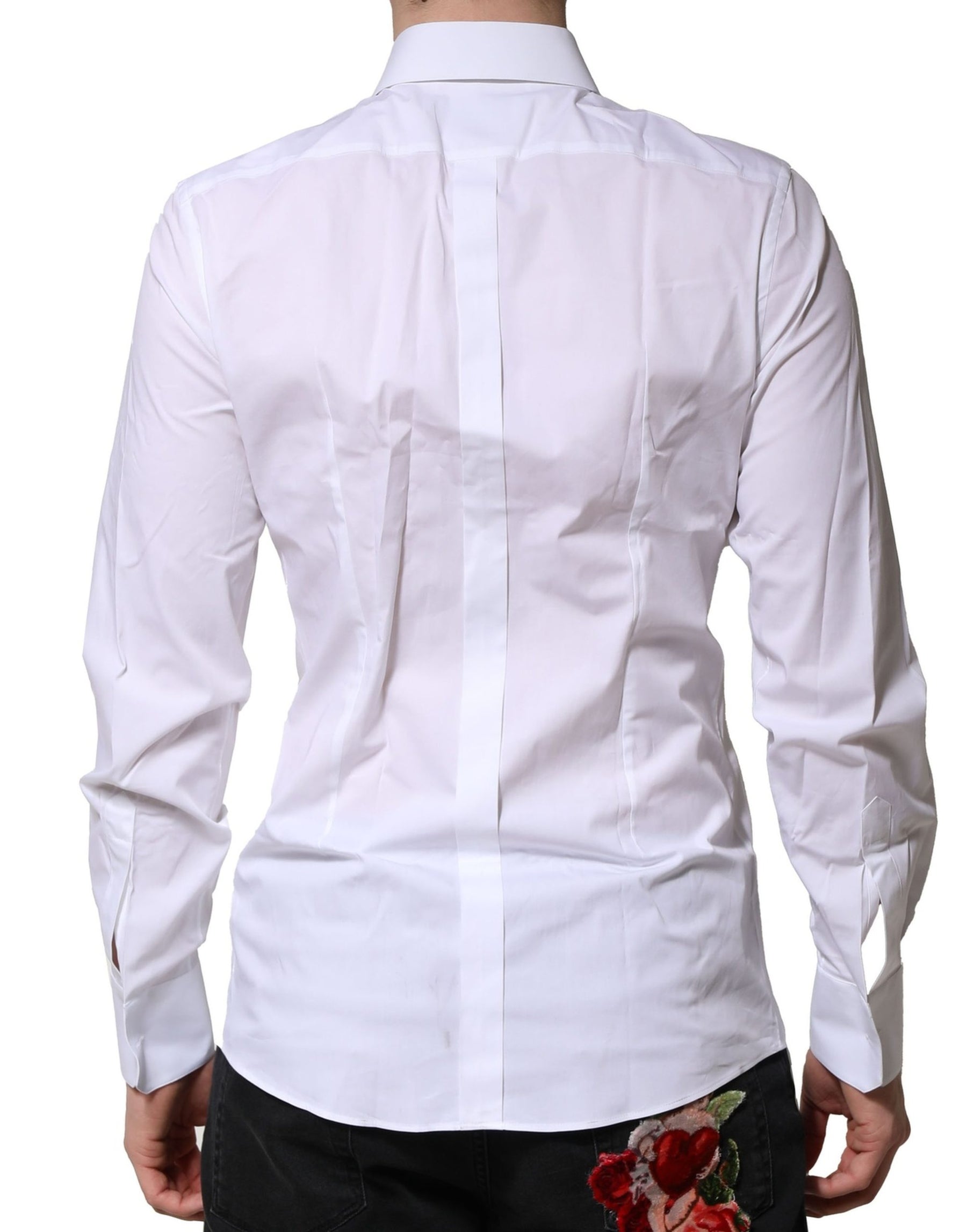 Dolce & Gabbana White Cotton GOLD Long Sleeves Formal Shirt | Regal Royce