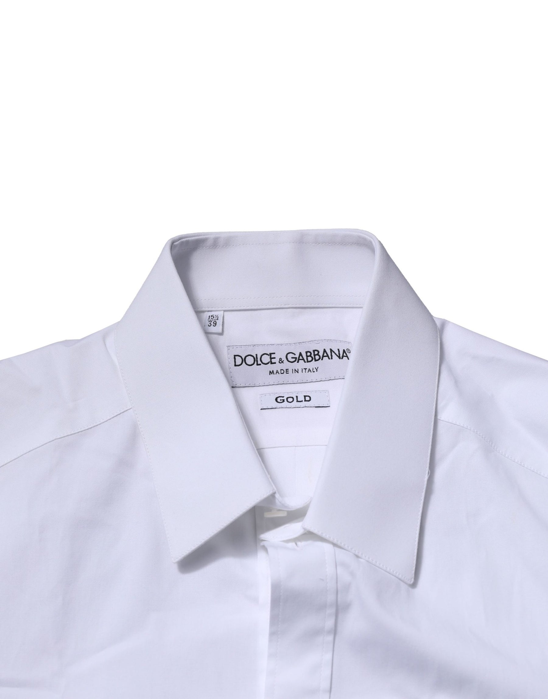 Dolce & Gabbana White Cotton GOLD Long Sleeves Formal Shirt | Regal Royce