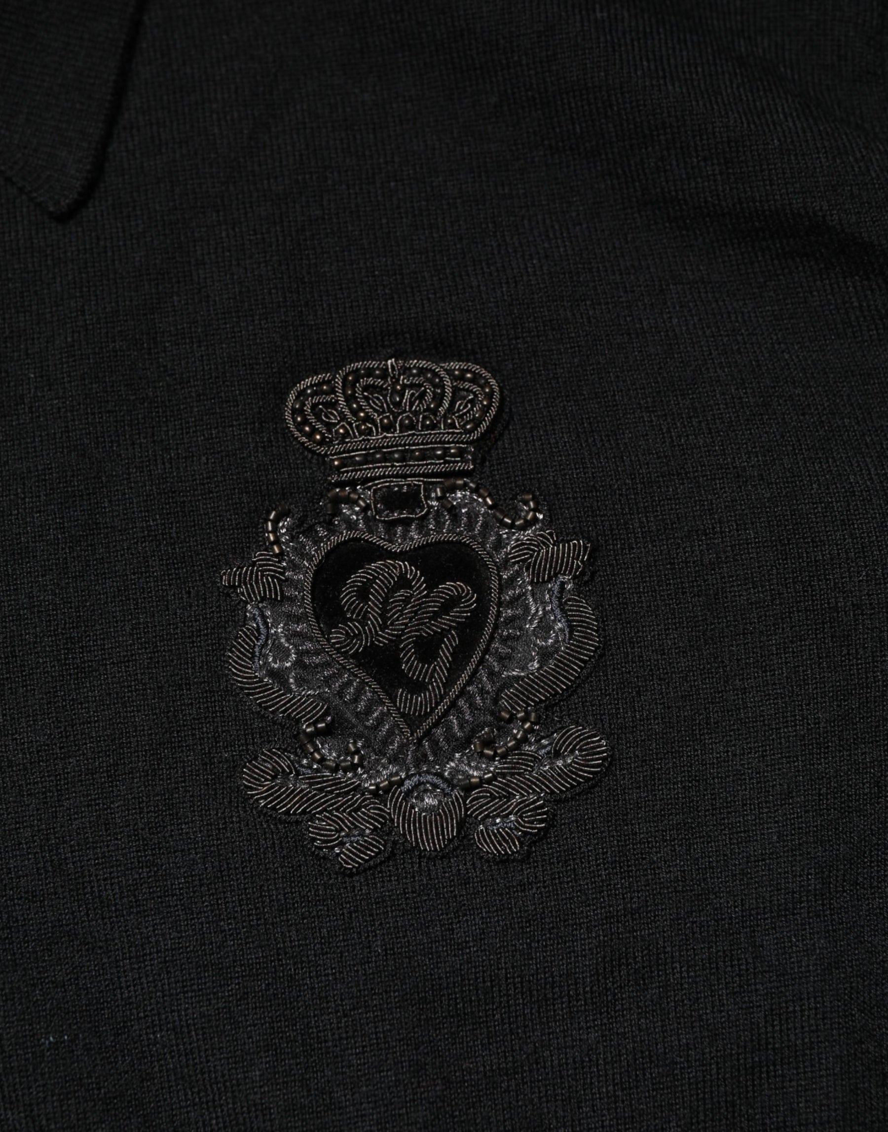 Dolce & Gabbana Black Crest Long Sleeve Men Pullover Sweater | Regal Royce