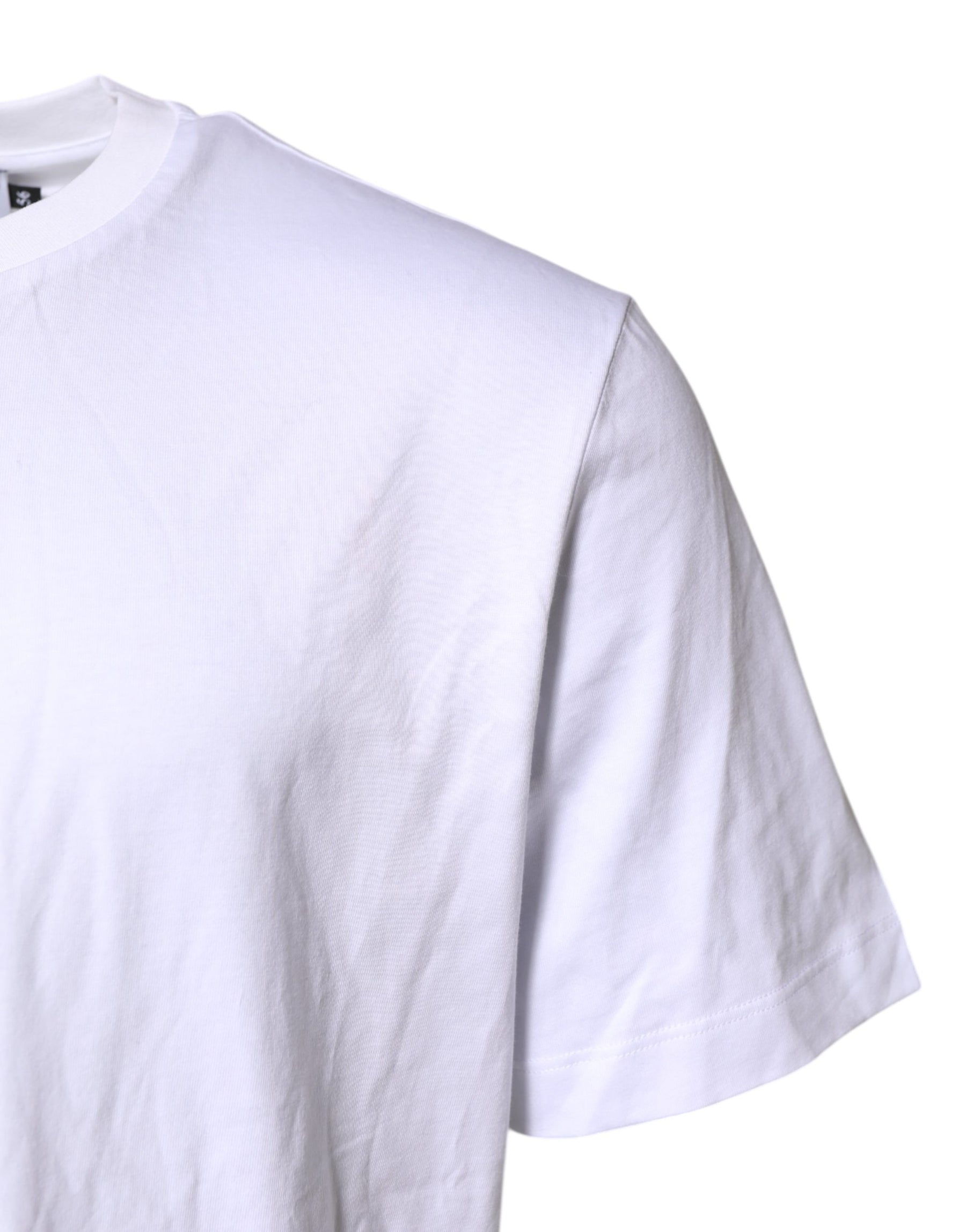 Dolce & Gabbana White Cotton DG Logo Embroidery Men  T-shirt | Regal Royce