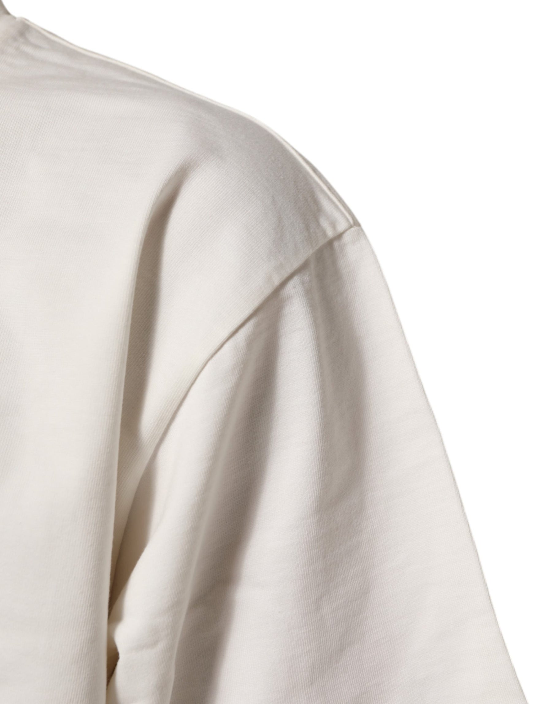Dolce & Gabbana White Cotton Logo Print Men Crewneck T-shirt | Regal Royce