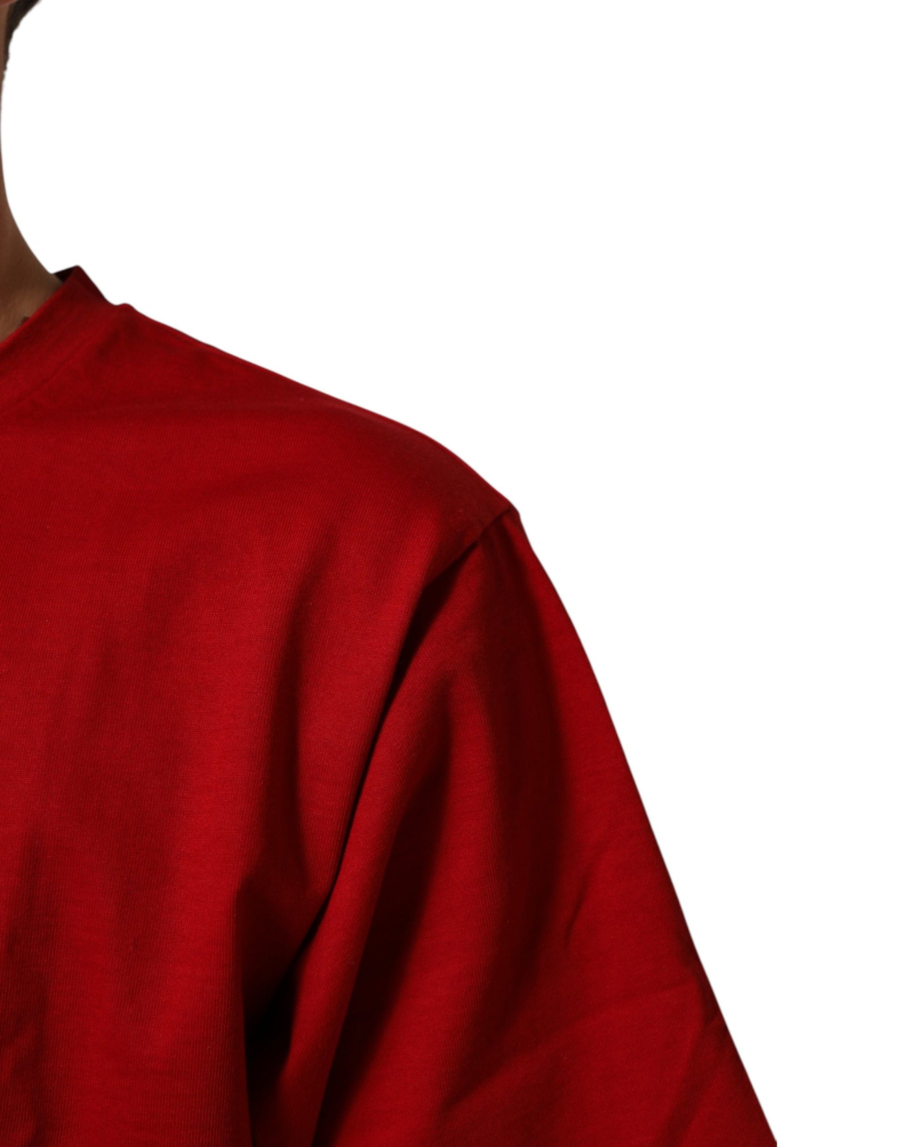 Dolce & Gabbana Red DG Eye Print Cotton Crew Neck T-shirt | Regal Royce