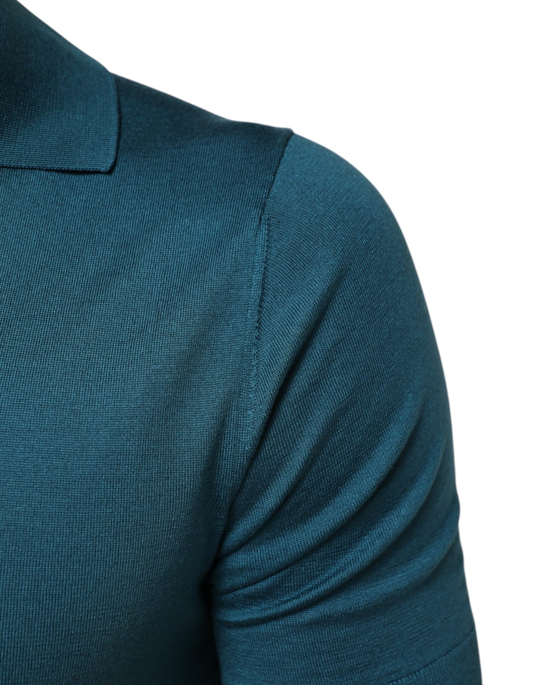 Dolce & Gabbana Teal Blue Silk Collared Short Sleeves Polo T-shirt | Regal Royce