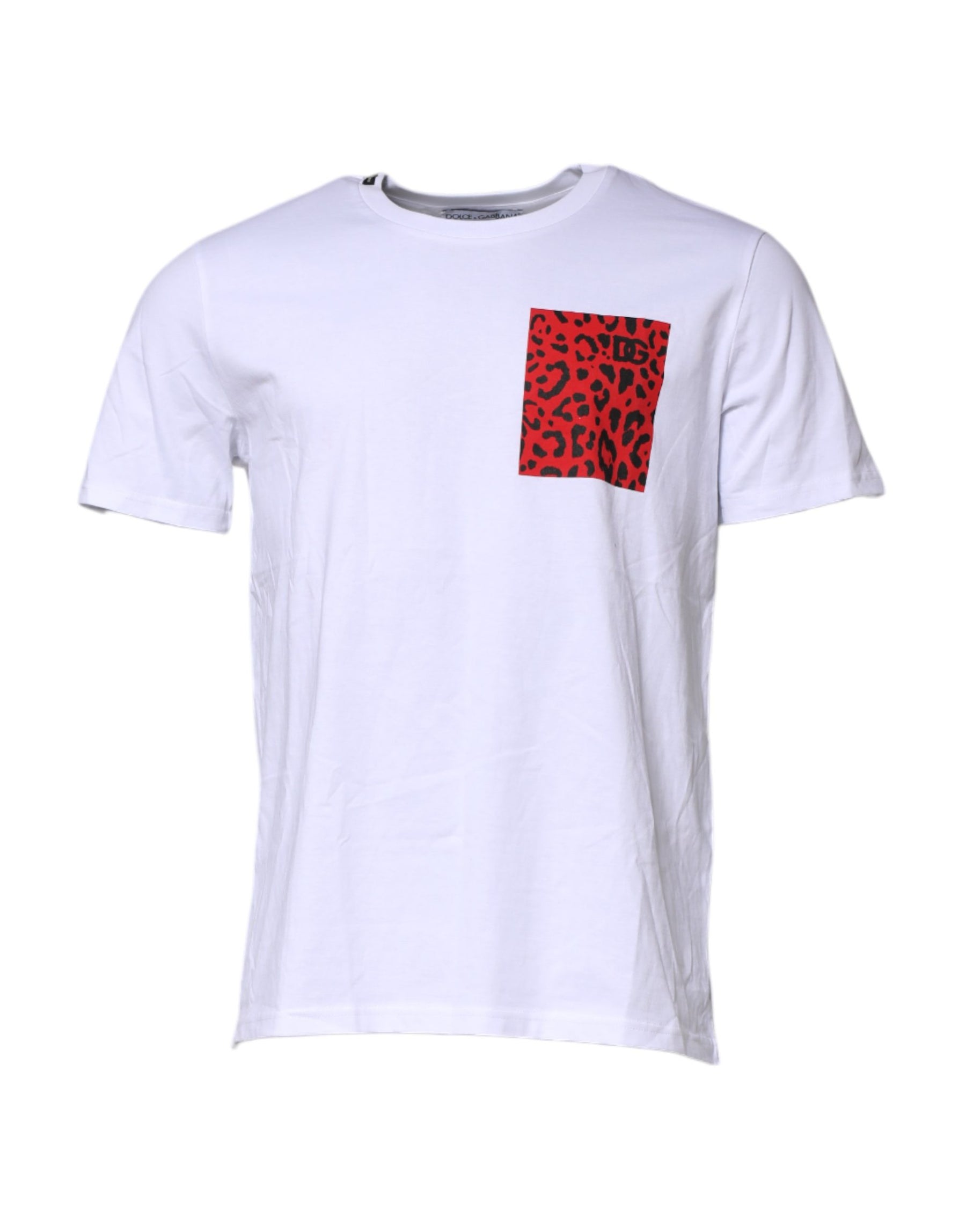 Dolce & Gabbana White Cotton Leopard Print Crew Neck T-shirt | Regal Royce