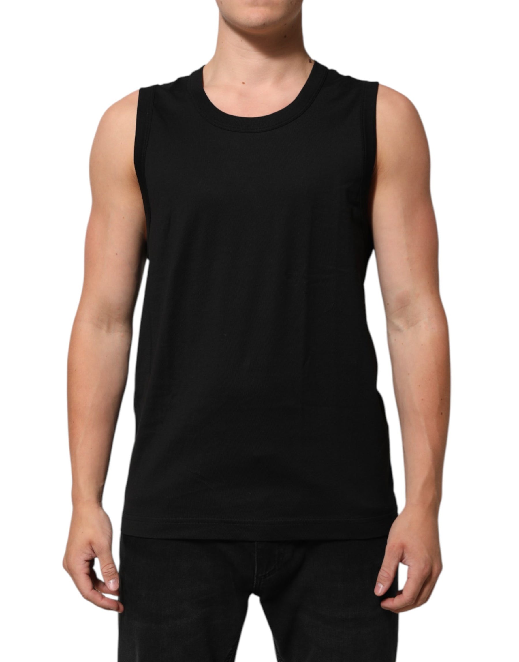 Dolce & Gabbana Black Cotton Sleeveless Men Tank Top T-shirt | Regal Royce