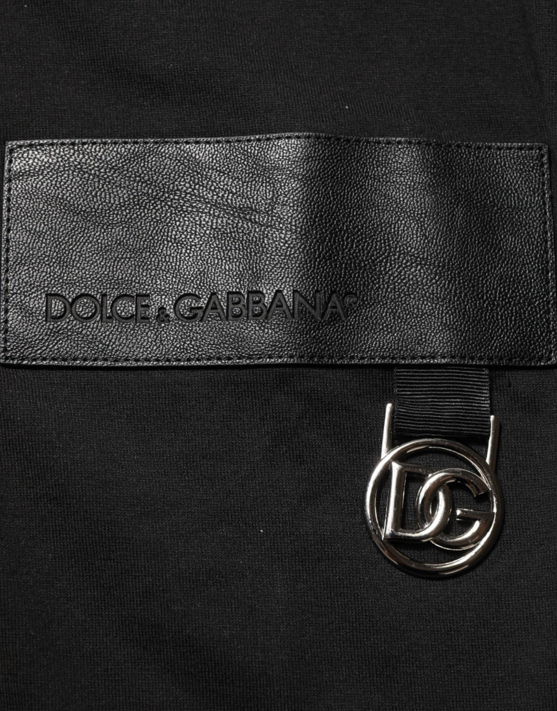 Dolce & Gabbana Black Cotton Logo Plaque Crew Neck T-shirt | Regal Royce