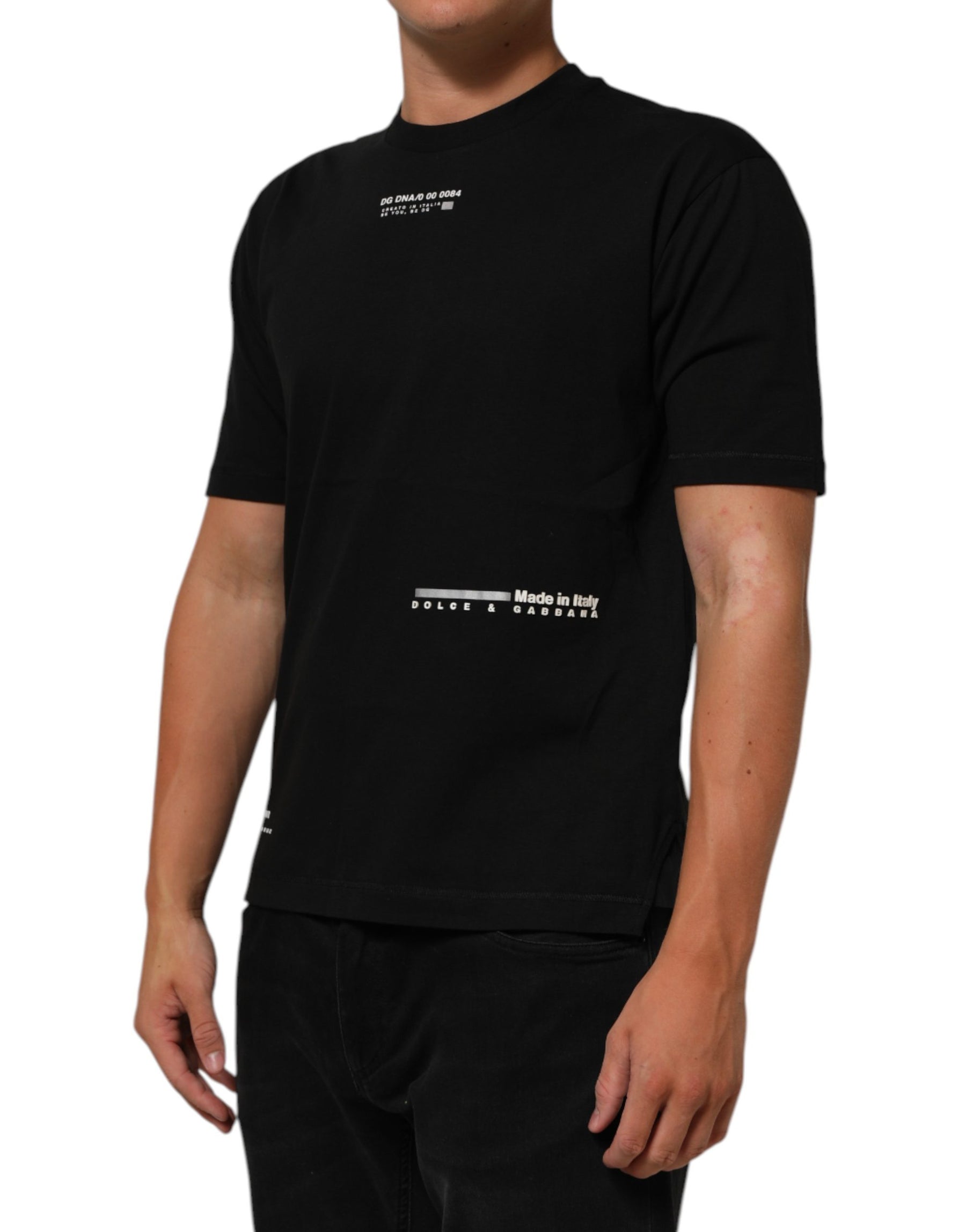 Dolce & Gabbana Black Statement Cotton Crew Neck Men T-shirt | Regal Royce