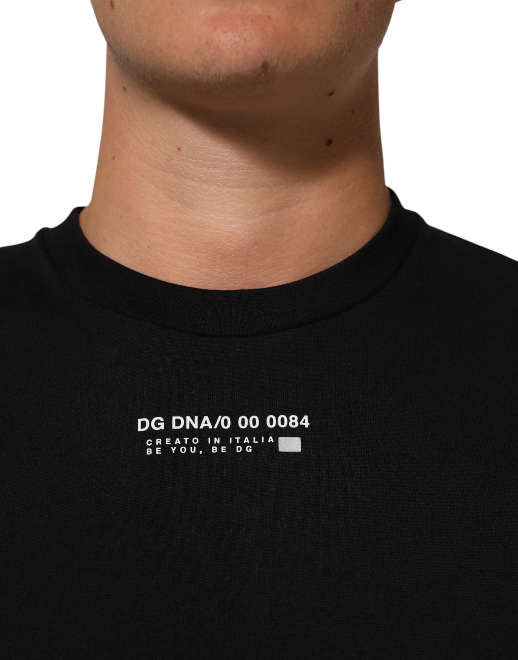 Dolce & Gabbana Black Statement Cotton Crew Neck Men T-shirt | Regal Royce