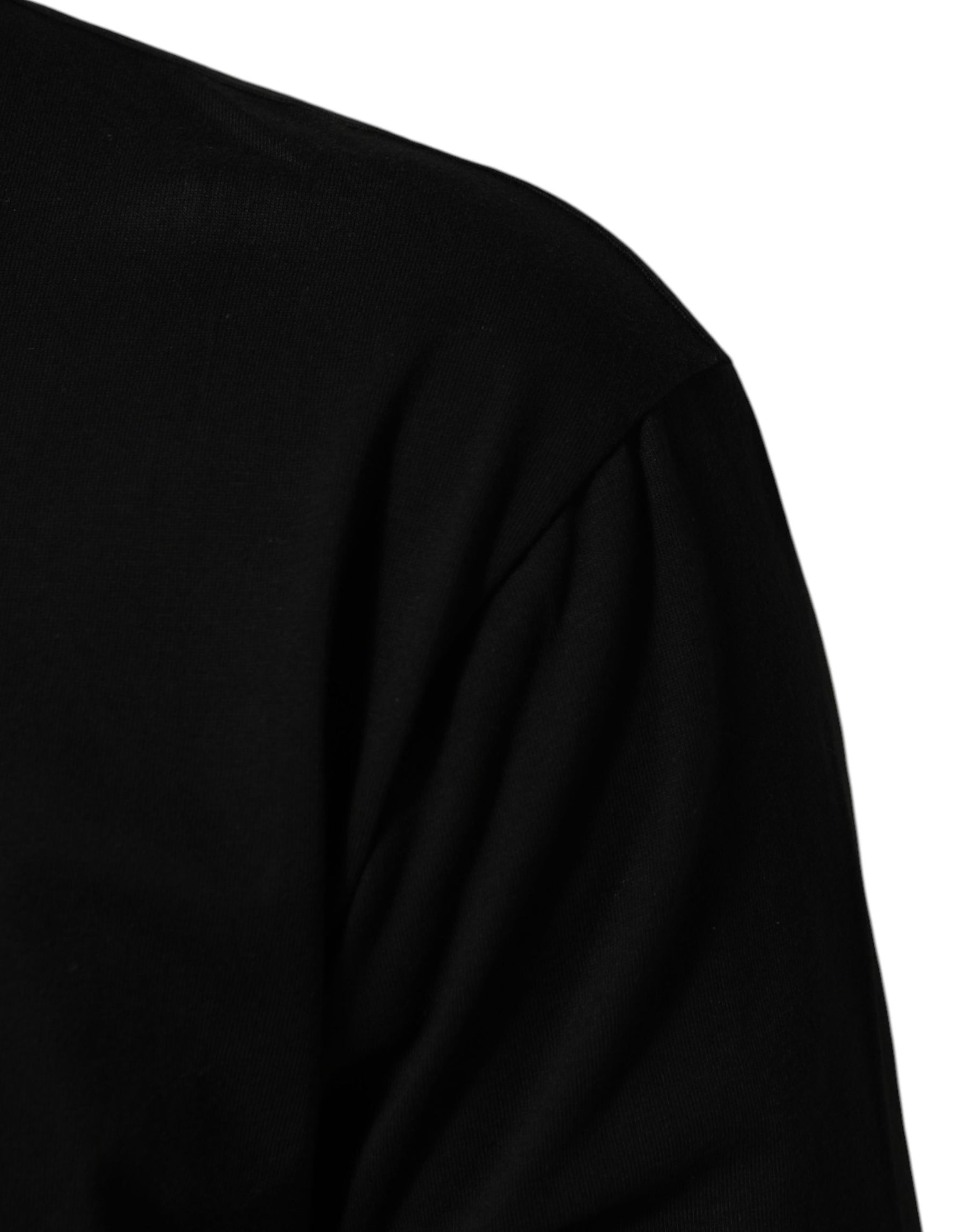 Dolce & Gabbana Black Statement Cotton Crew Neck Men T-shirt | Regal Royce