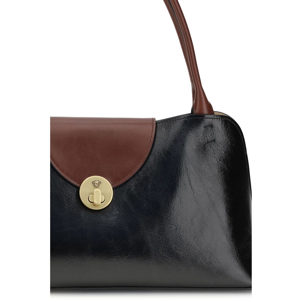 Versace Black Calf Leather Bos Taurus Shoulder Bag | Regal Royce