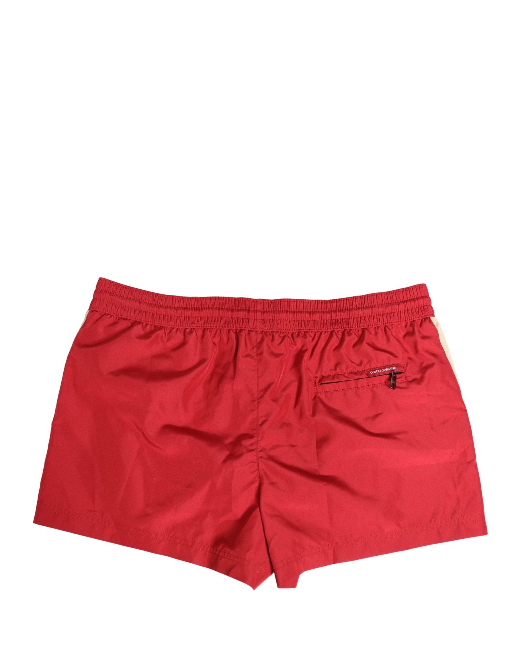 Dolce & Gabbana Red Polyester Men Drawstring Shorts Swimwear | Regal Royce