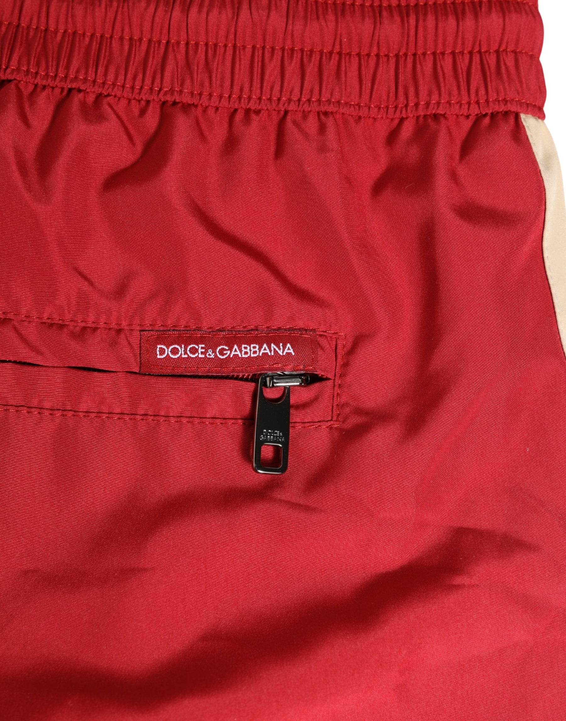 Dolce & Gabbana Red Polyester Men Drawstring Shorts Swimwear | Regal Royce