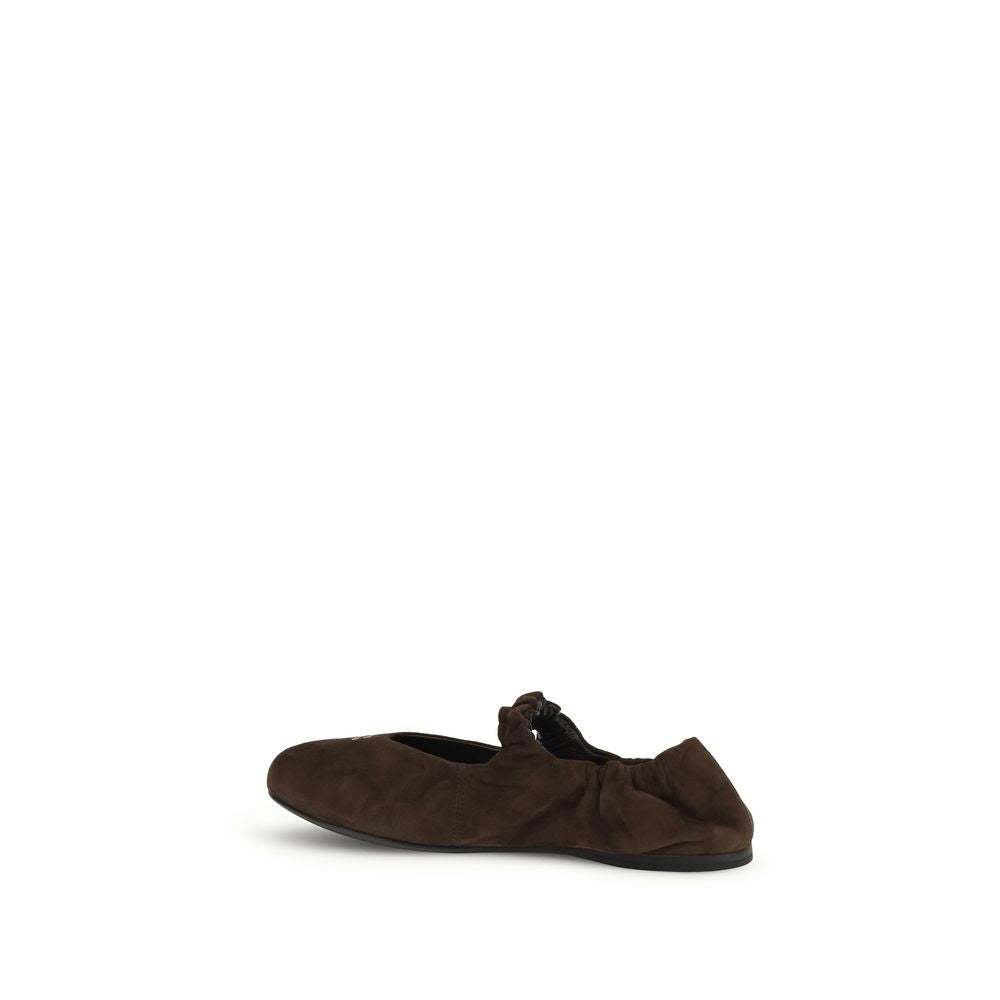 Miu Miu Brown Calf Leather Bos Taurus Ballet Flats | Regal Royce