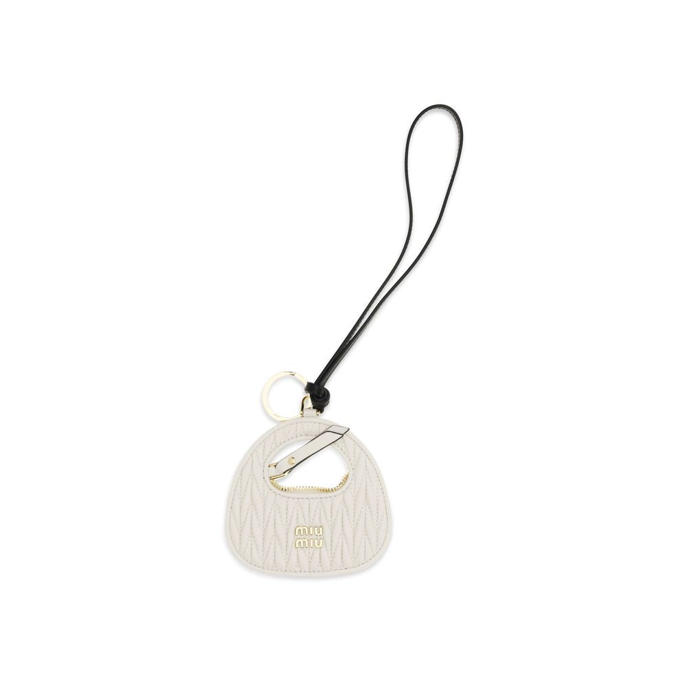 Miu Miu White Calf Leather Bos Taurus Keychain | Regal Royce