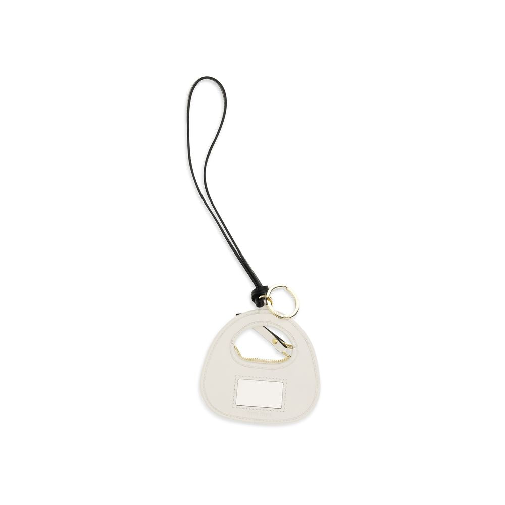 Miu Miu White Calf Leather Bos Taurus Keychain | Regal Royce