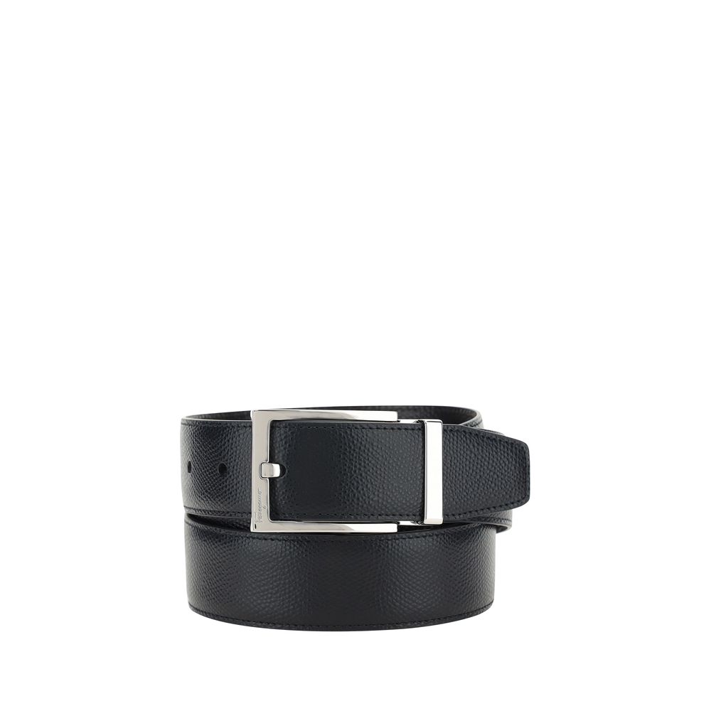 Ferragamo Black Calf Leather Bos Taurus Belt | Regal Royce