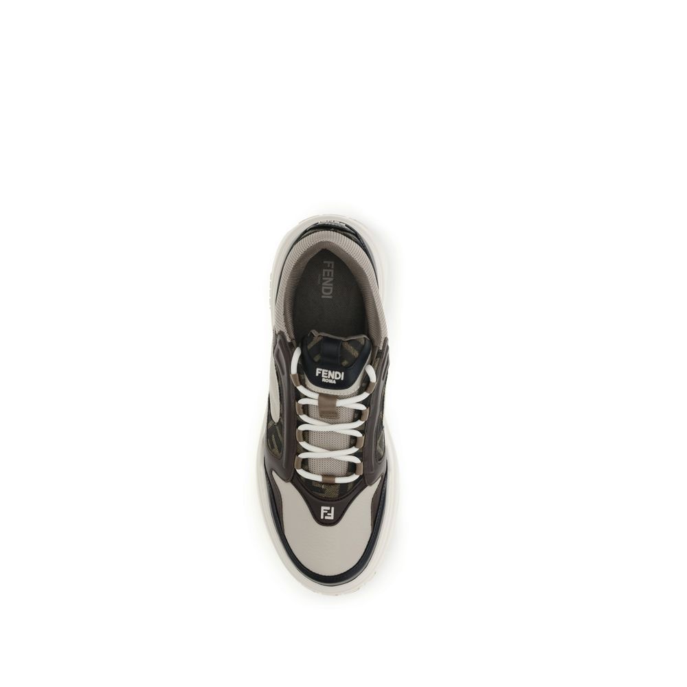 Fendi Black Calf Leather Bos Taurus Chunky Sneakers | Regal Royce