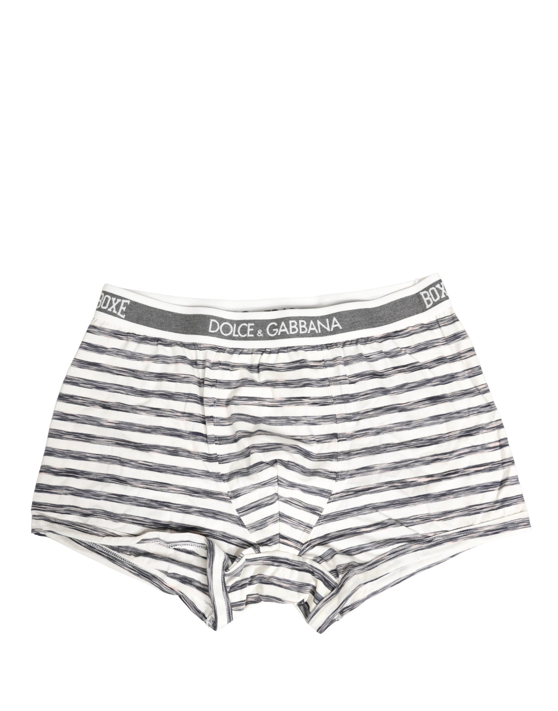 Dolce & Gabbana Gray White Stripes Men Regular Boxer Underwear | Regal Royce