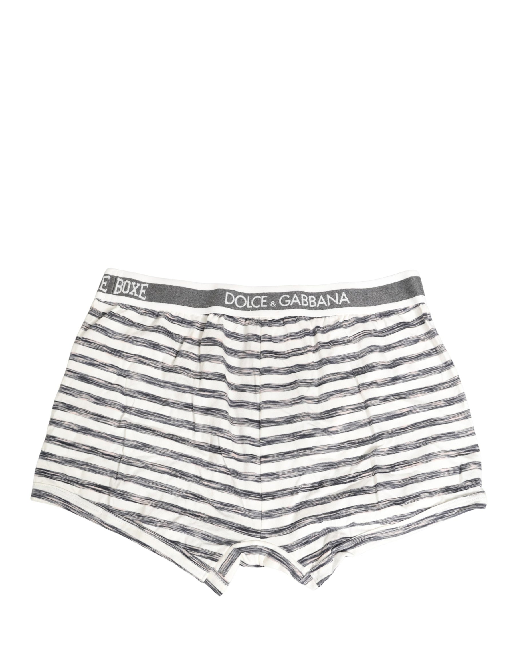 Dolce & Gabbana Gray White Stripes Men Regular Boxer Underwear | Regal Royce