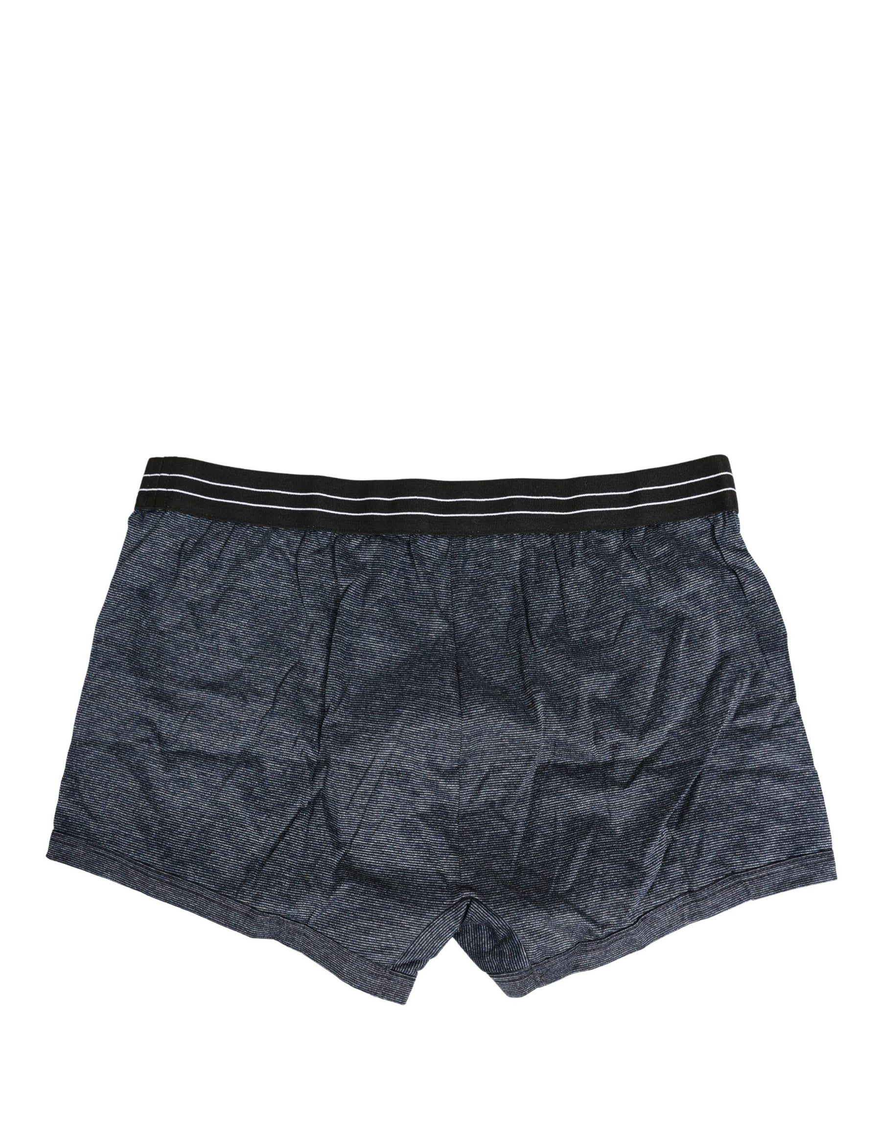 Dolce & Gabbana Dark Blue Logo Cotton Regular Boxer Underwear | Regal Royce