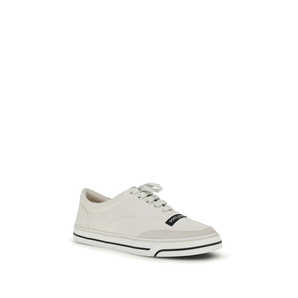 Dolce & Gabbana White Linen Low Top Sneakers | Regal Royce
