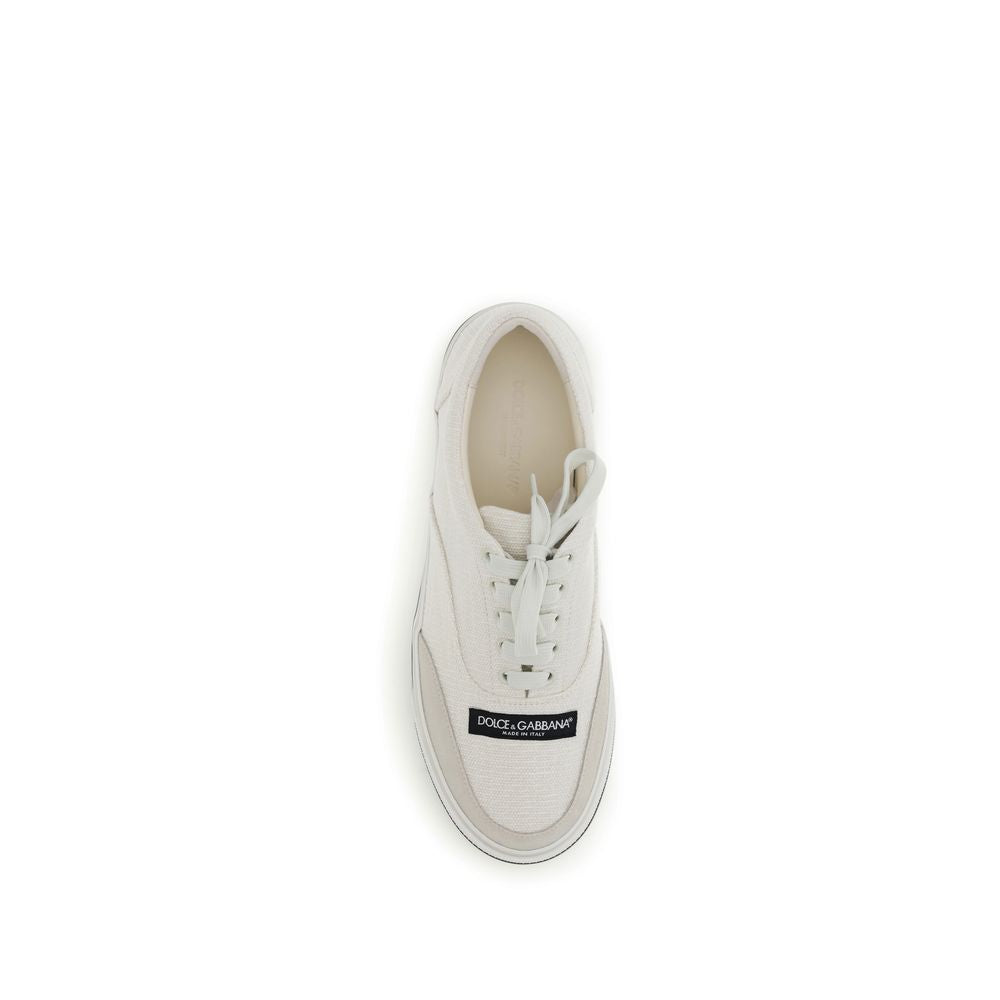 Dolce & Gabbana White Linen Low Top Sneakers | Regal Royce