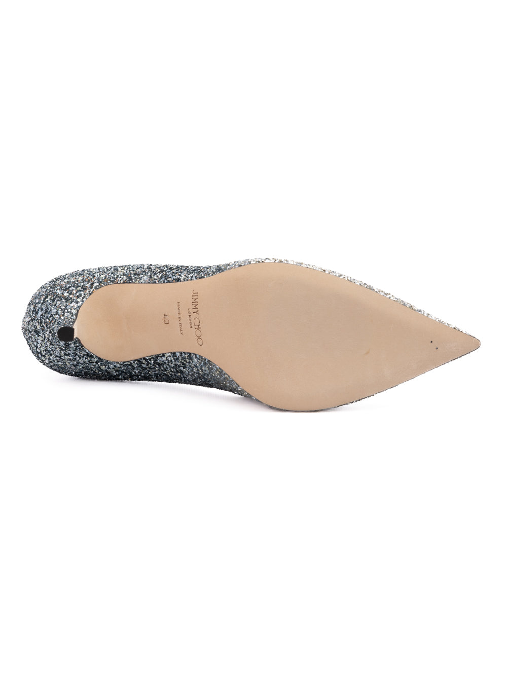 Jimmy Choo Silver Coarse Glitter Degrade Agnes Pumps | Regal Royce