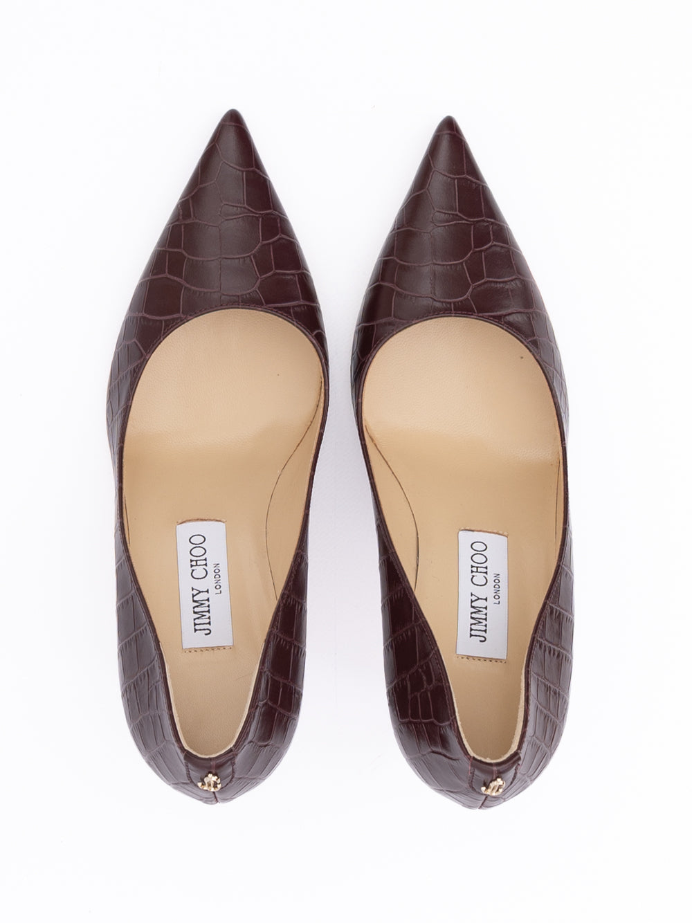 Jimmy Choo Burgundy Croco Embossed Leather Agnes Pumps | Regal Royce
