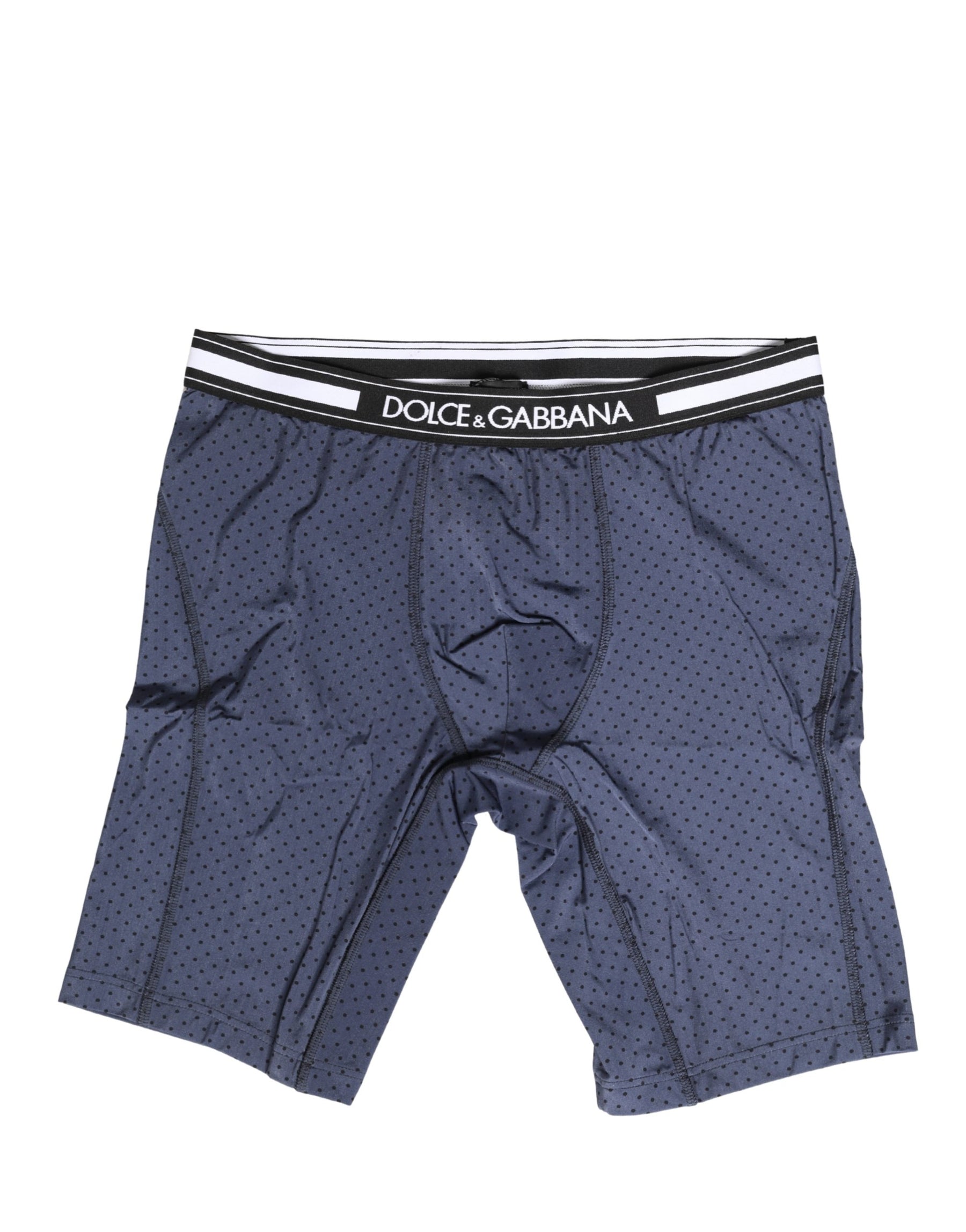 Dolce & Gabbana Dark Blue Polka Dots Men Bike Shorts Underwear | Regal Royce