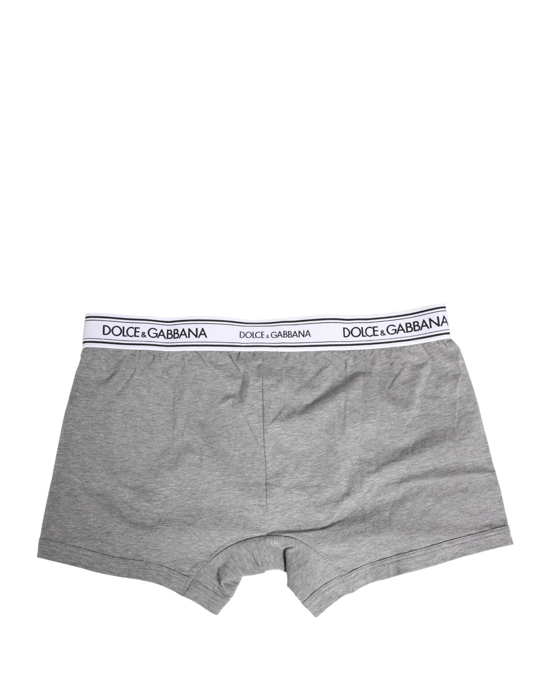 Dolce & Gabbana Gray Logo Waistband Cotton Men Boxer Underwear | Regal Royce