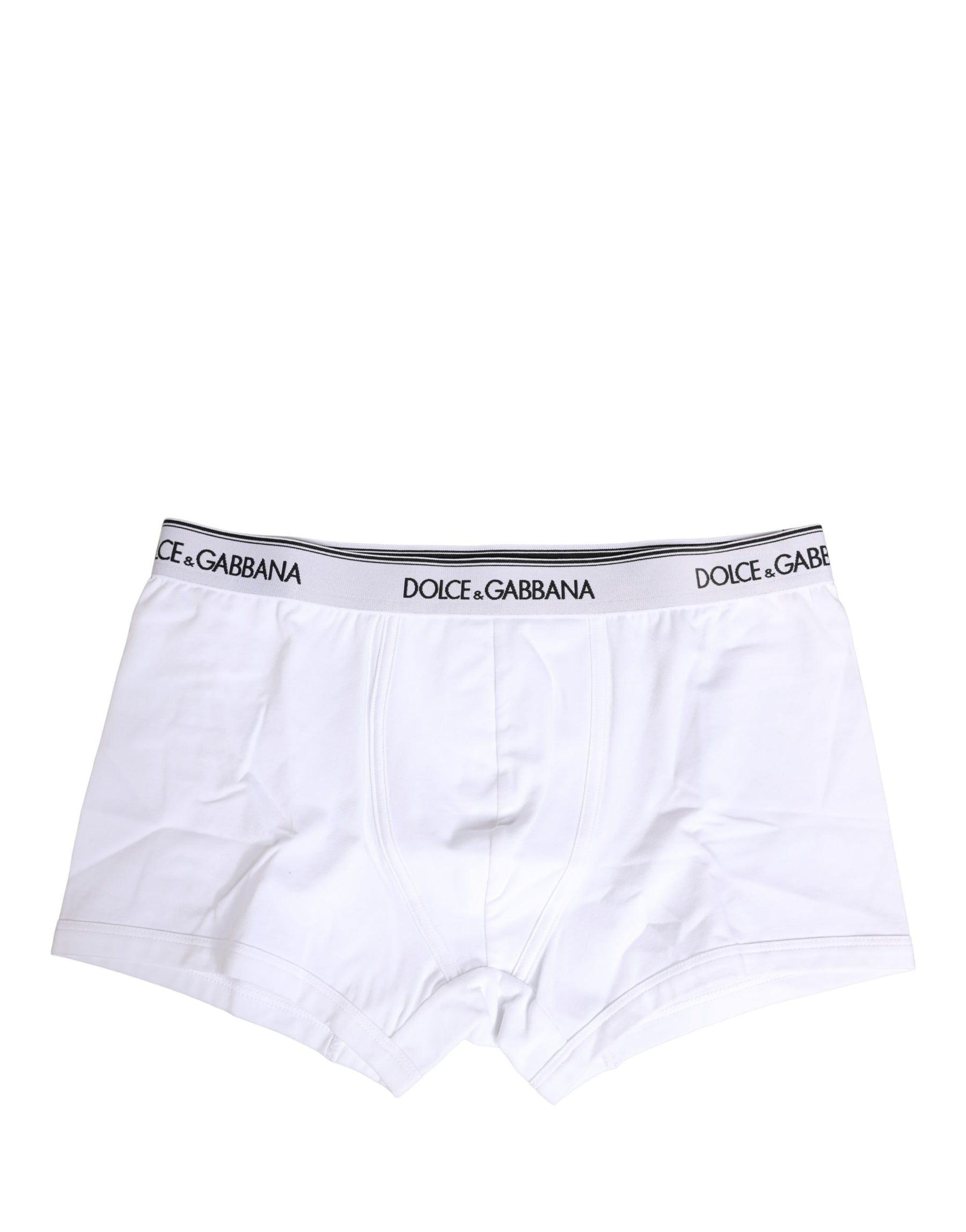 Dolce & Gabbana White Logo Waistband Cotton Boxer Underwear | Regal Royce