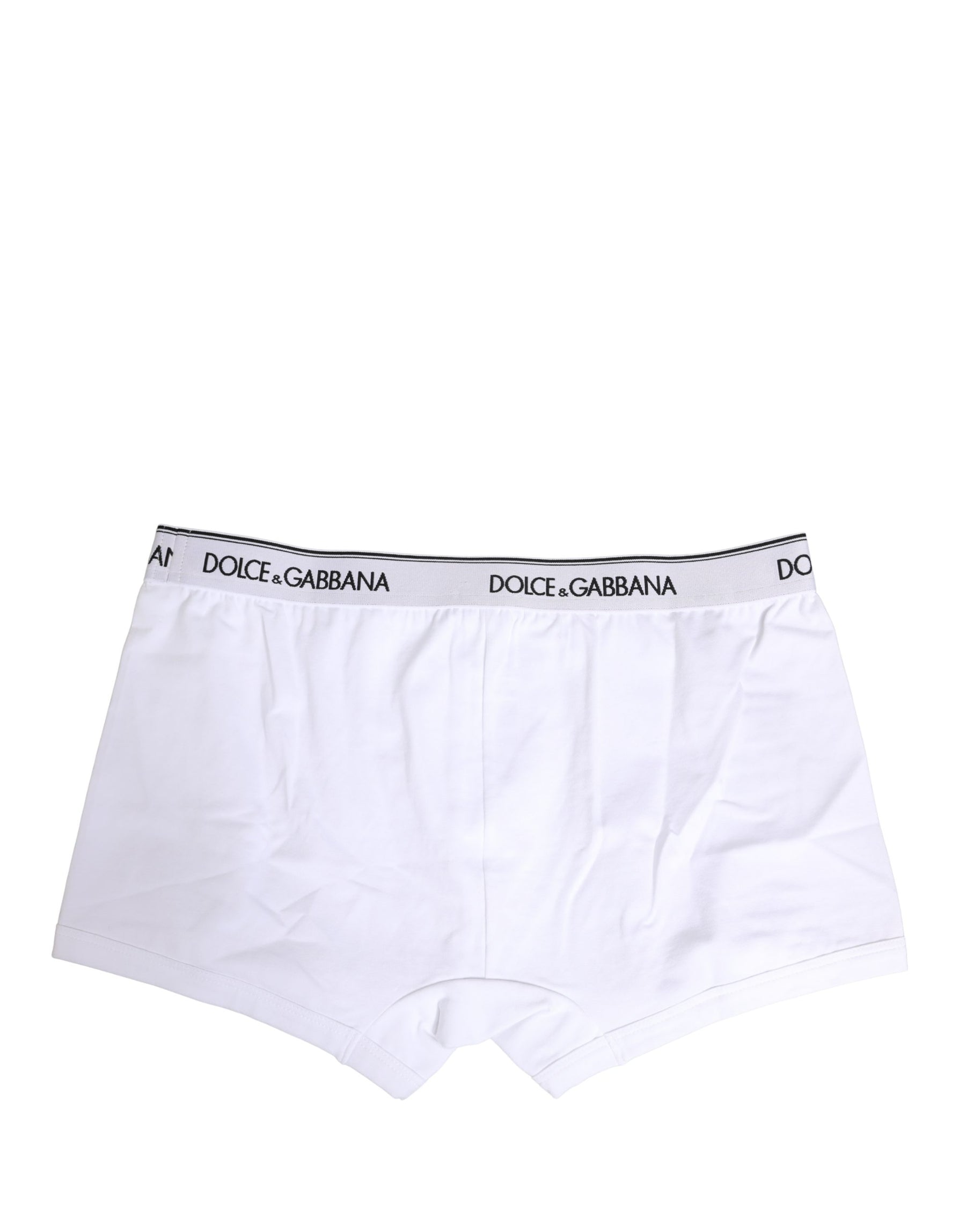 Dolce & Gabbana White Logo Waistband Cotton Boxer Underwear | Regal Royce