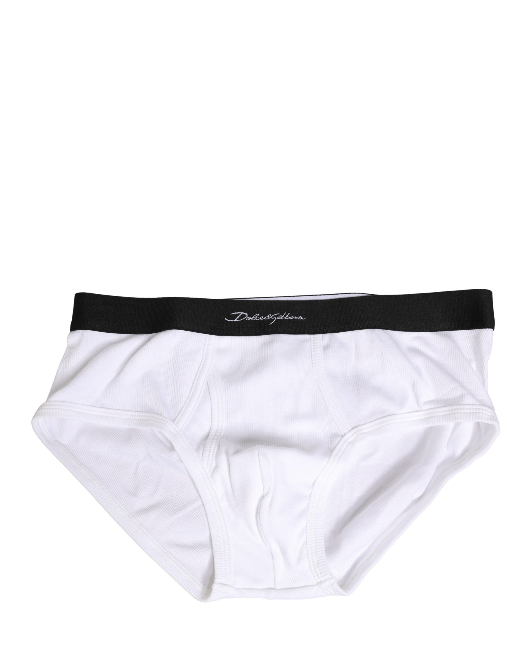 Dolce & Gabbana White Black Logo Waistband Men Brief Underwear | Regal Royce