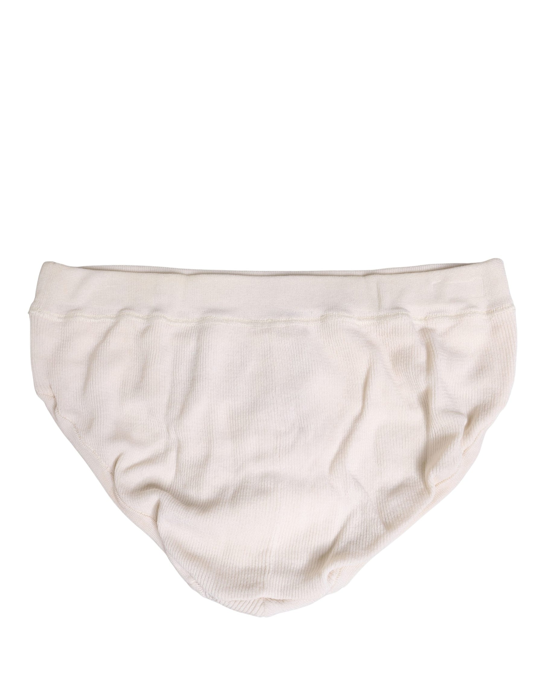Dolce & Gabbana Off White Logo Silk Men Briefs Underwear | Regal Royce