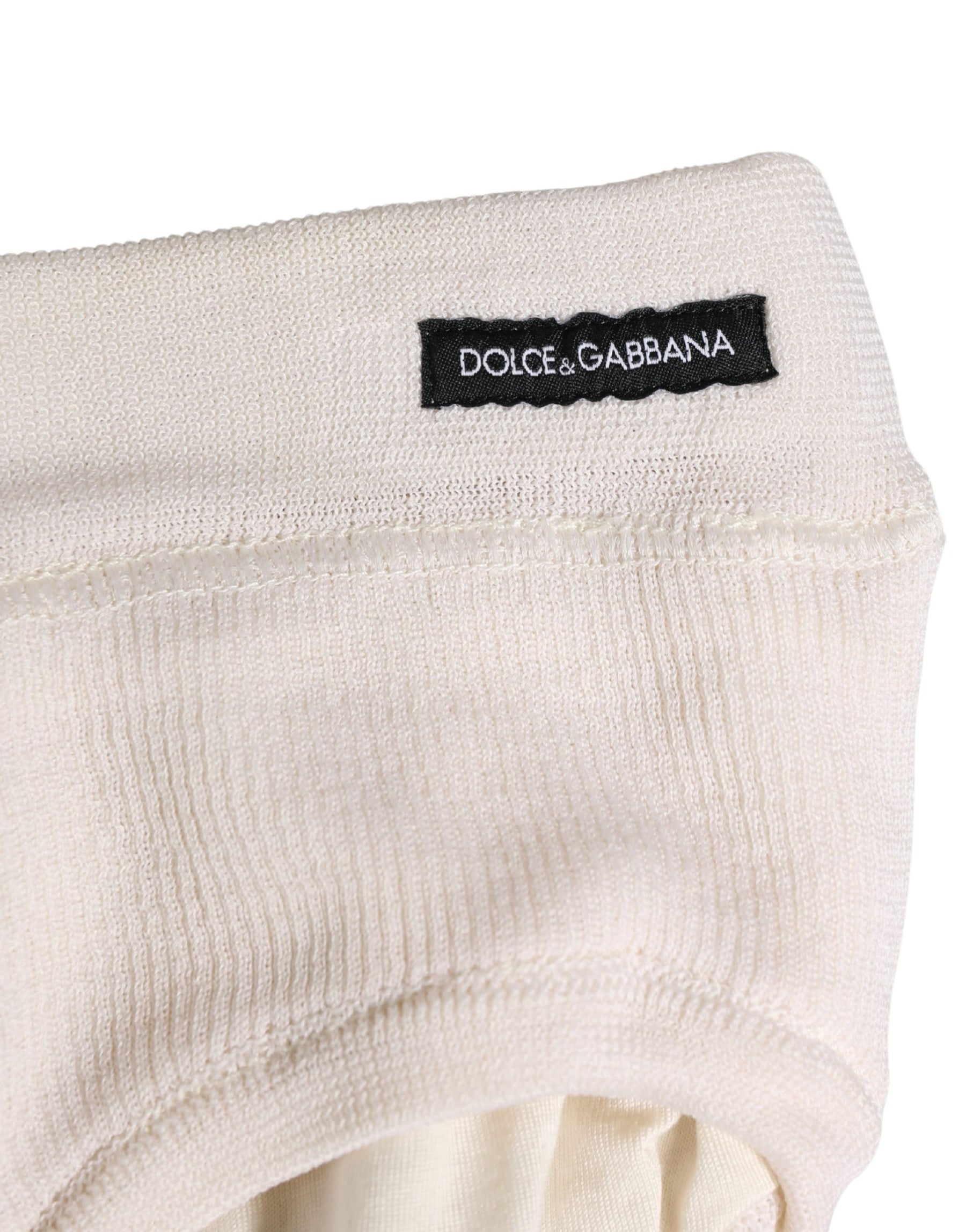 Dolce & Gabbana Off White Logo Silk Men Briefs Underwear | Regal Royce