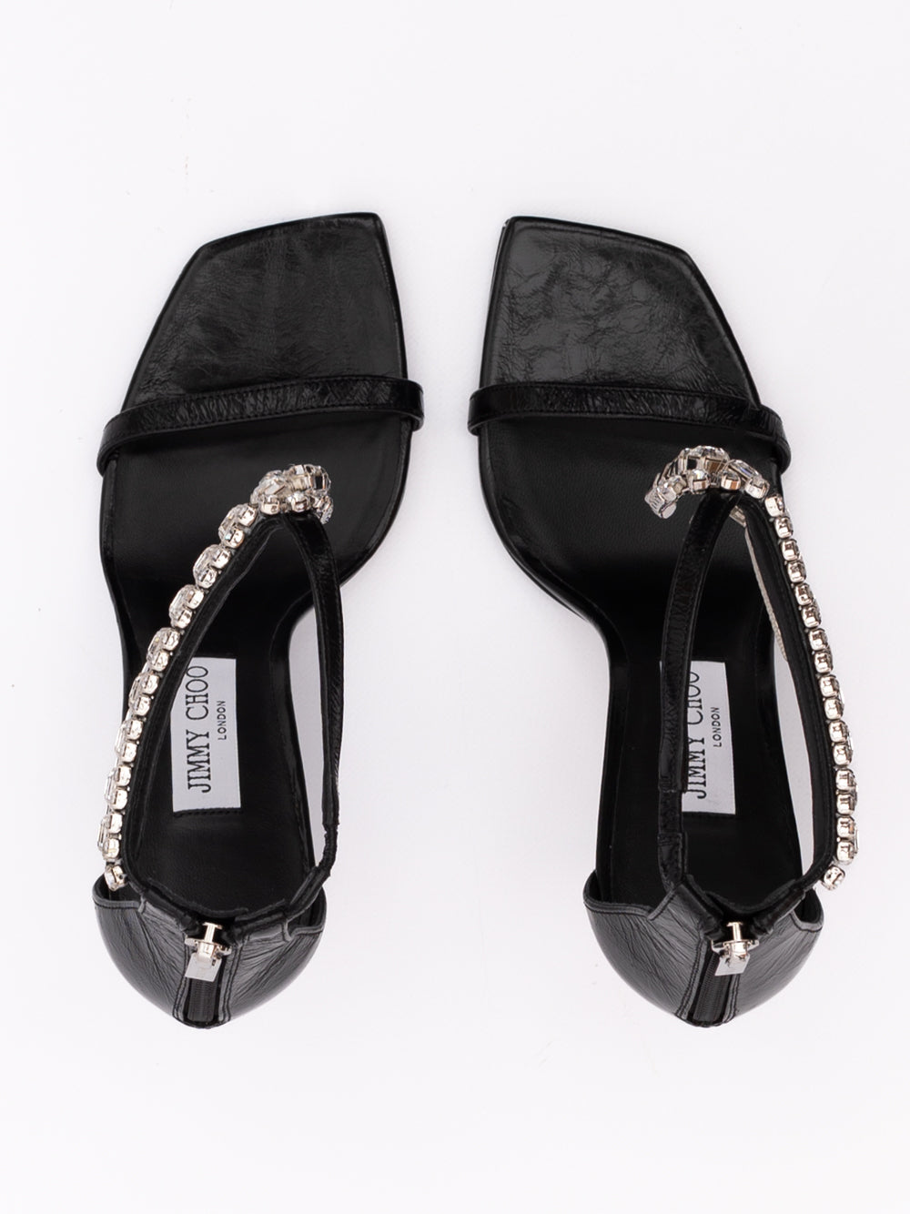 Jimmy Choo Black Leather Verity 100 Sandals | Regal Royce