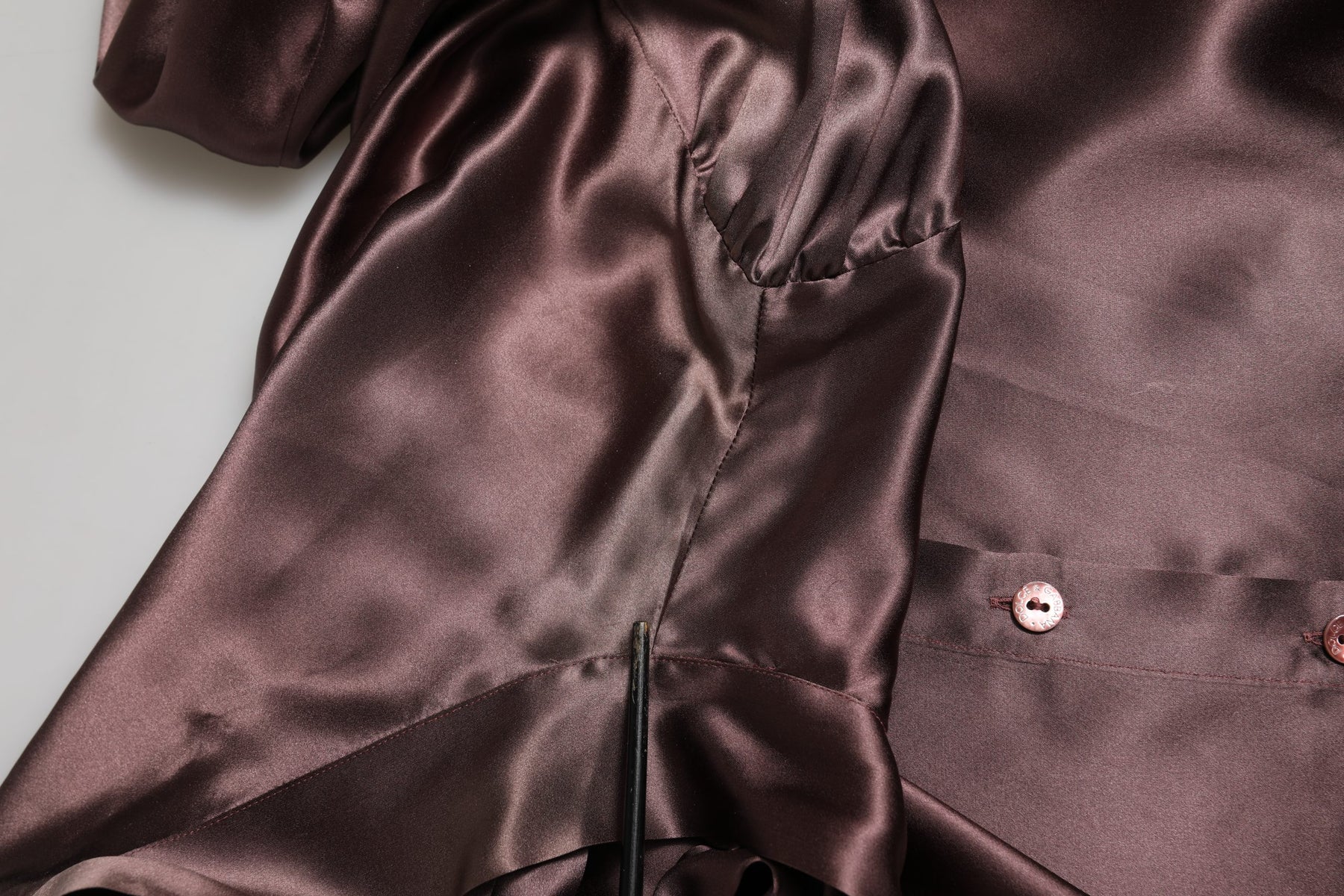 Dolce & Gabbana Violet Satin Long Sleeve Ascot Tie Shirt  Top | Regal Royce