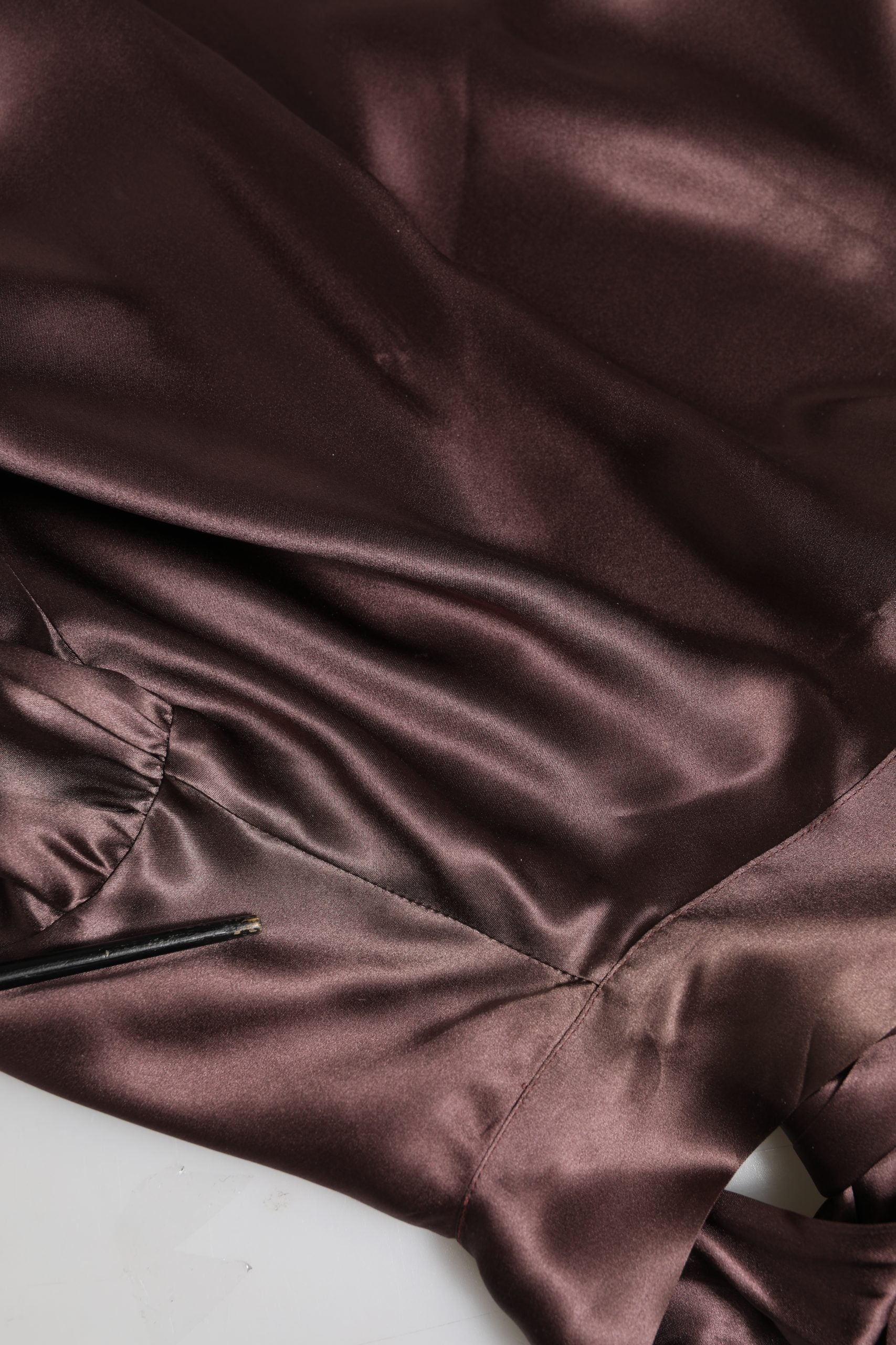 Dolce & Gabbana Violet Satin Long Sleeve Ascot Tie Shirt  Top | Regal Royce