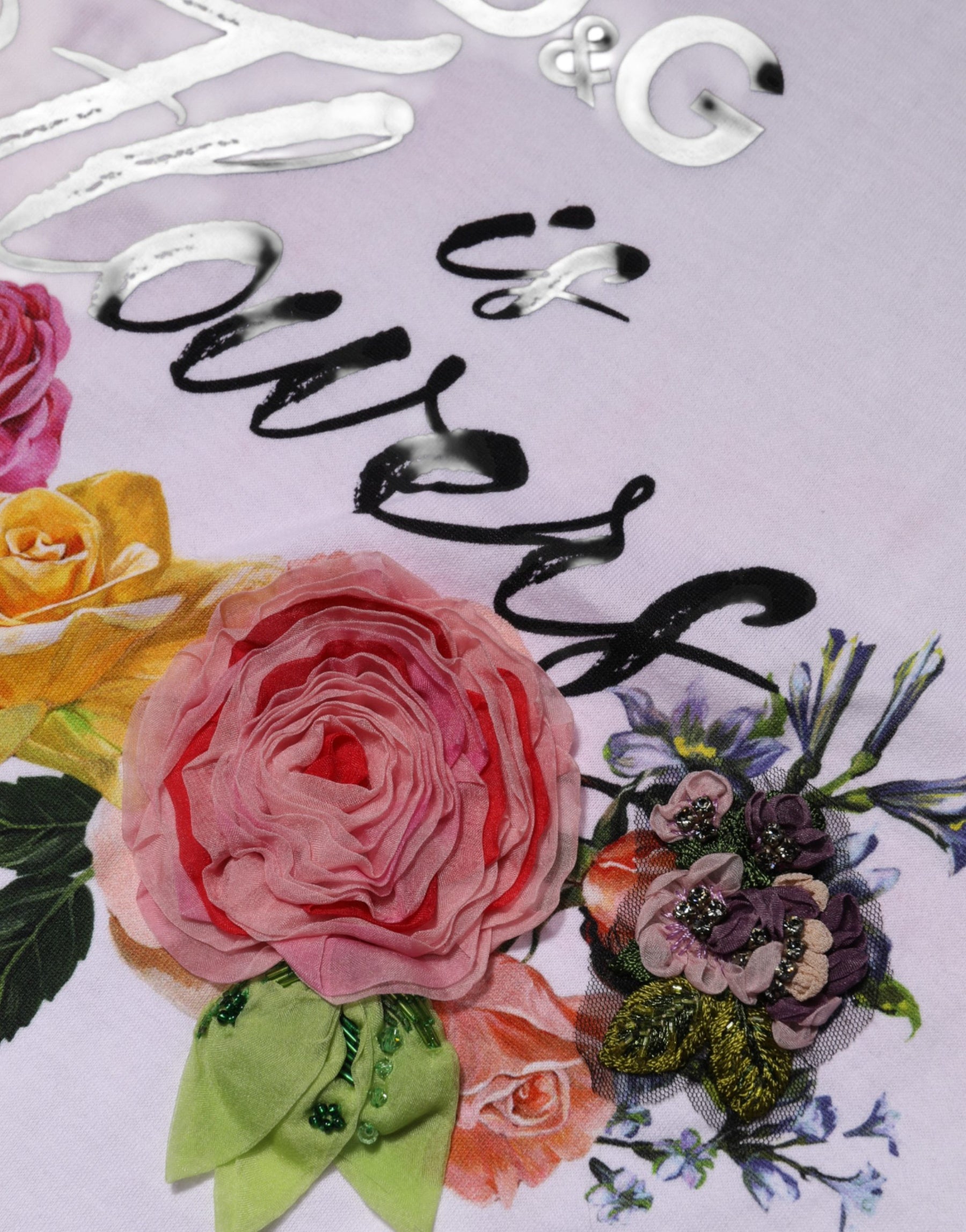 Dolce & Gabbana White D&G Is Flowers Embellished T-shirt | Regal Royce