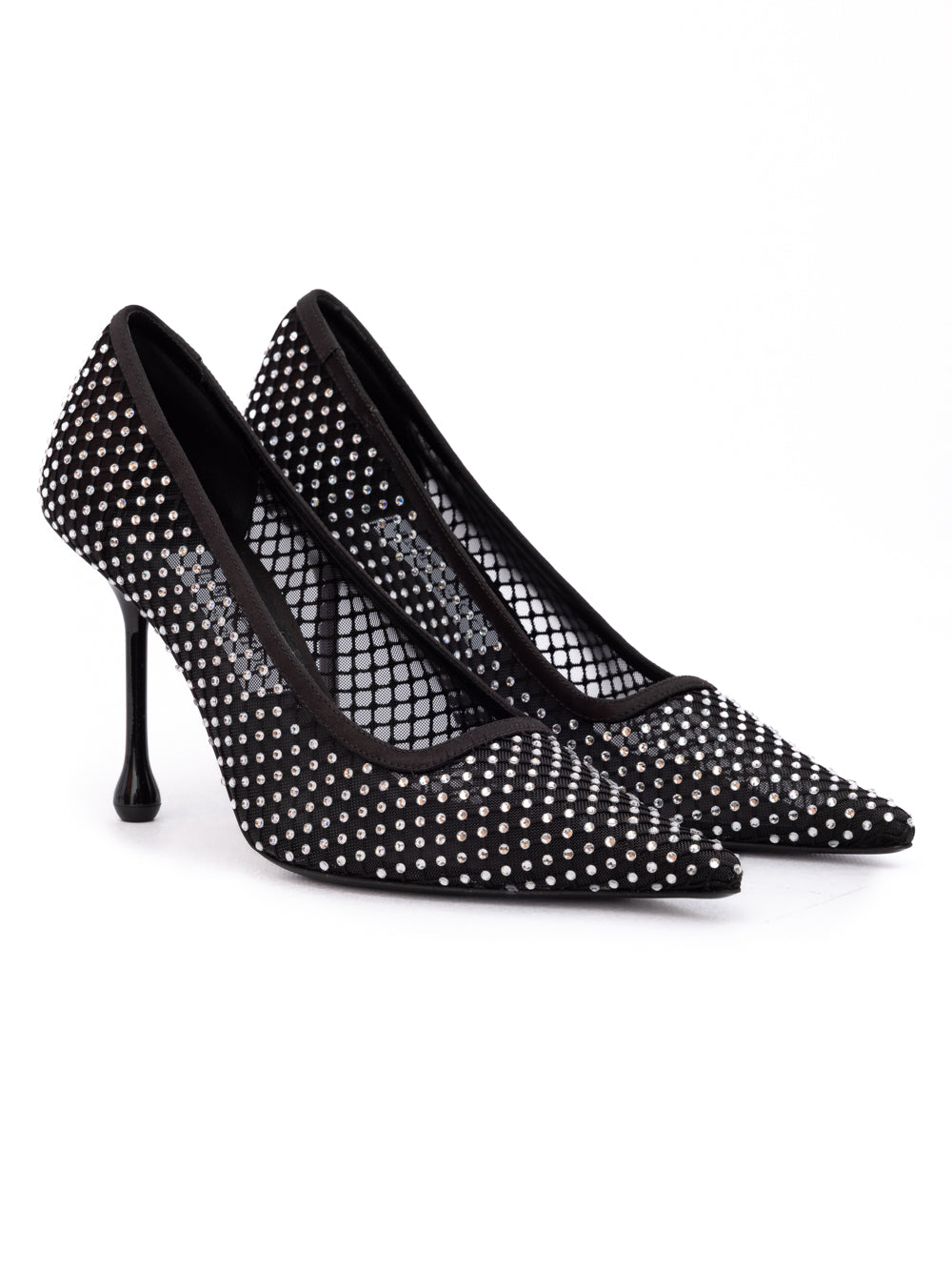 Jimmy Choo Black Mesh Satin Crystal Ixia 95 Pumps | Regal Royce