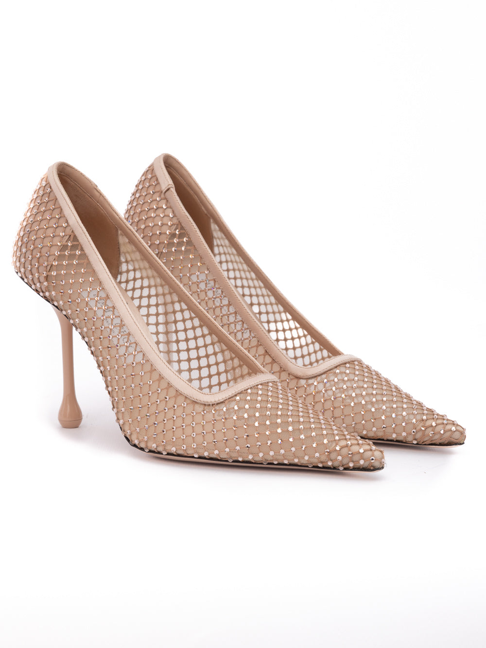 Jimmy Choo Powder Pink Mesh Satin Crystal Ixia 95 Pumps | Regal Royce