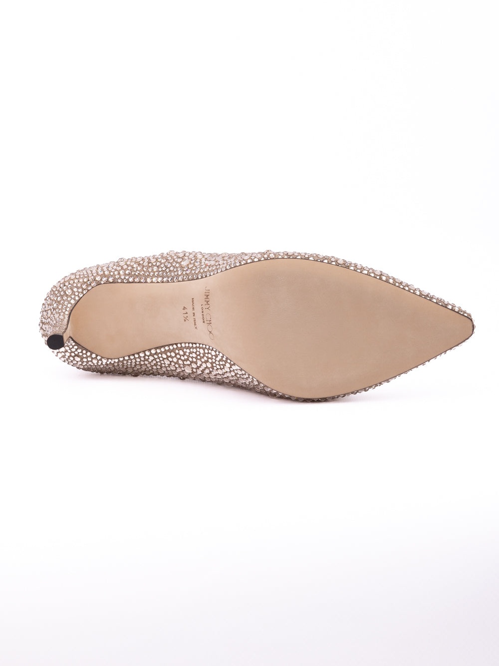 Jimmy Choo Honey Gold Shimmer Suede Crystals Romy 85 pumps | Regal Royce