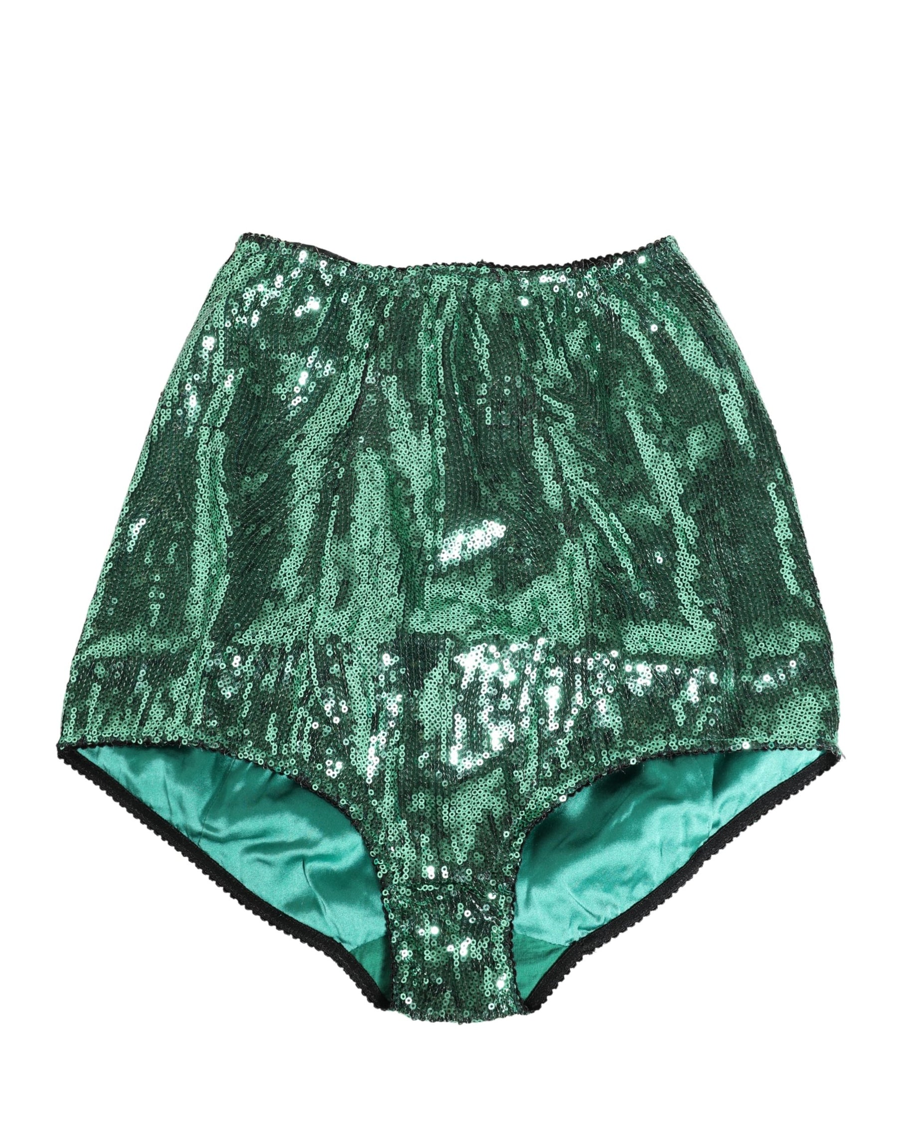 Dolce & Gabbana Green Sequin Nylon High Waist Girdle Underwear | Regal Royce
