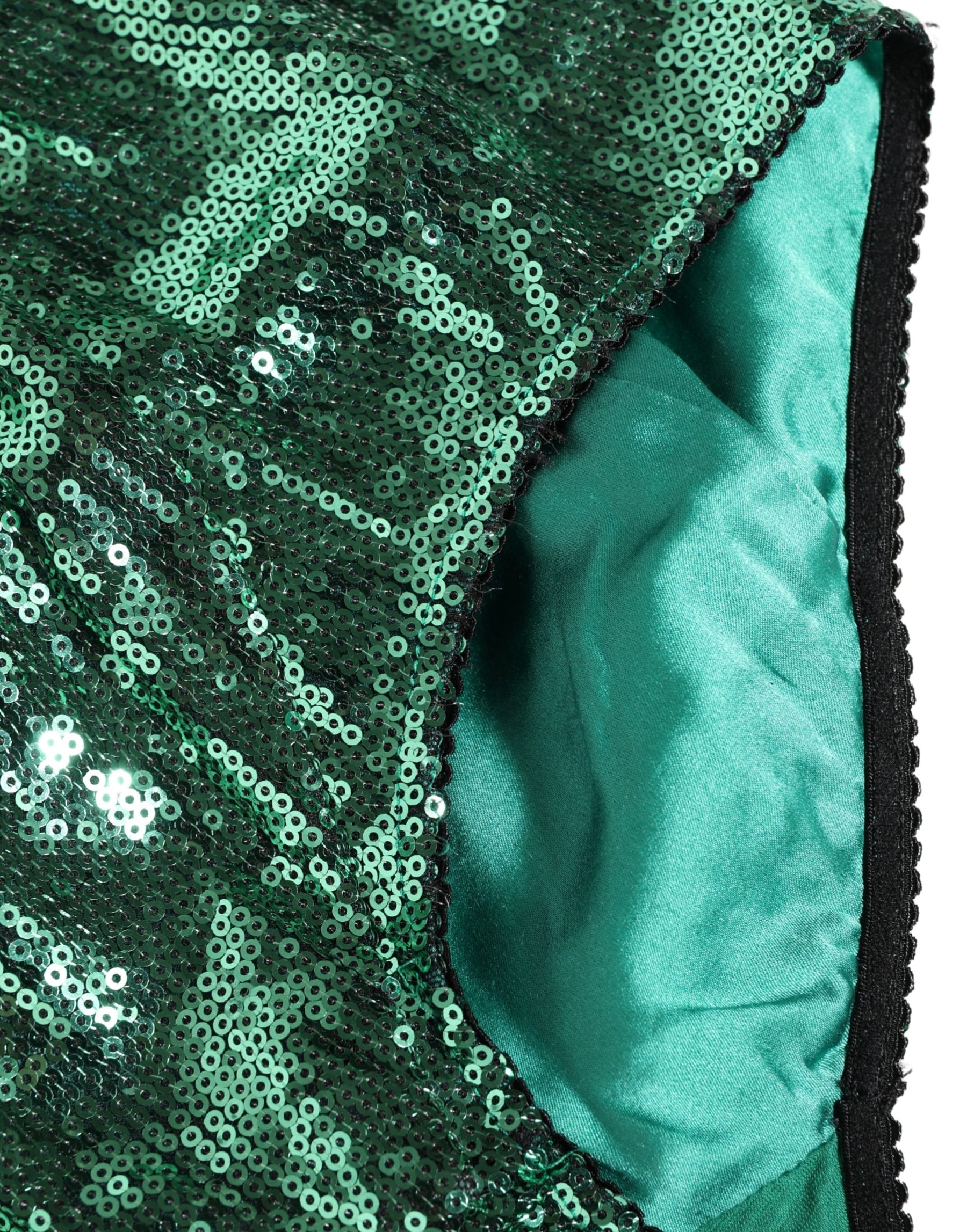Dolce & Gabbana Green Sequin Nylon High Waist Girdle Underwear | Regal Royce