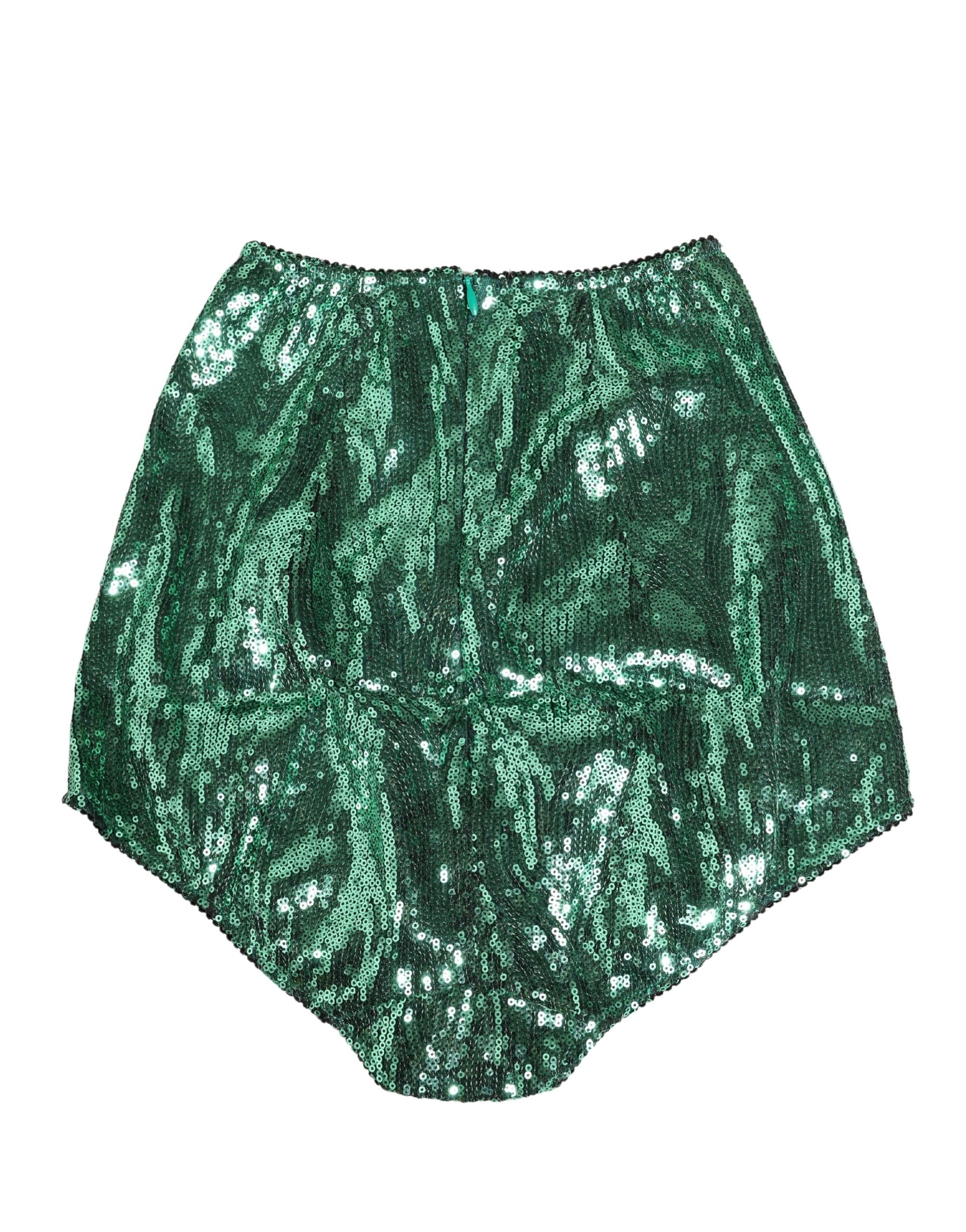 Dolce & Gabbana Green Sequin Nylon High Waist Girdle Underwear | Regal Royce