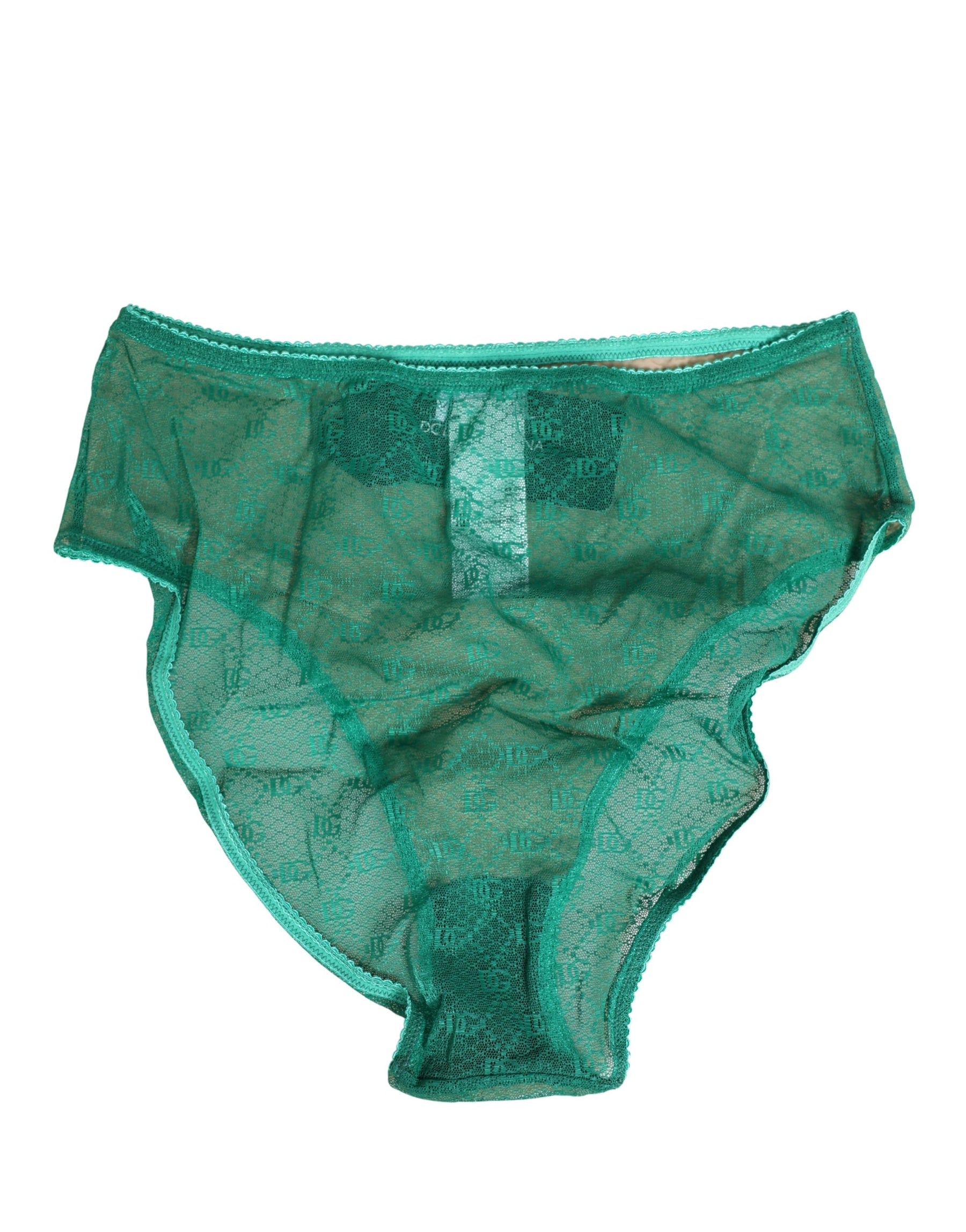 Dolce & Gabbana Green Lace Nylon DG Lingerie Panty Brief Underwear | Regal Royce