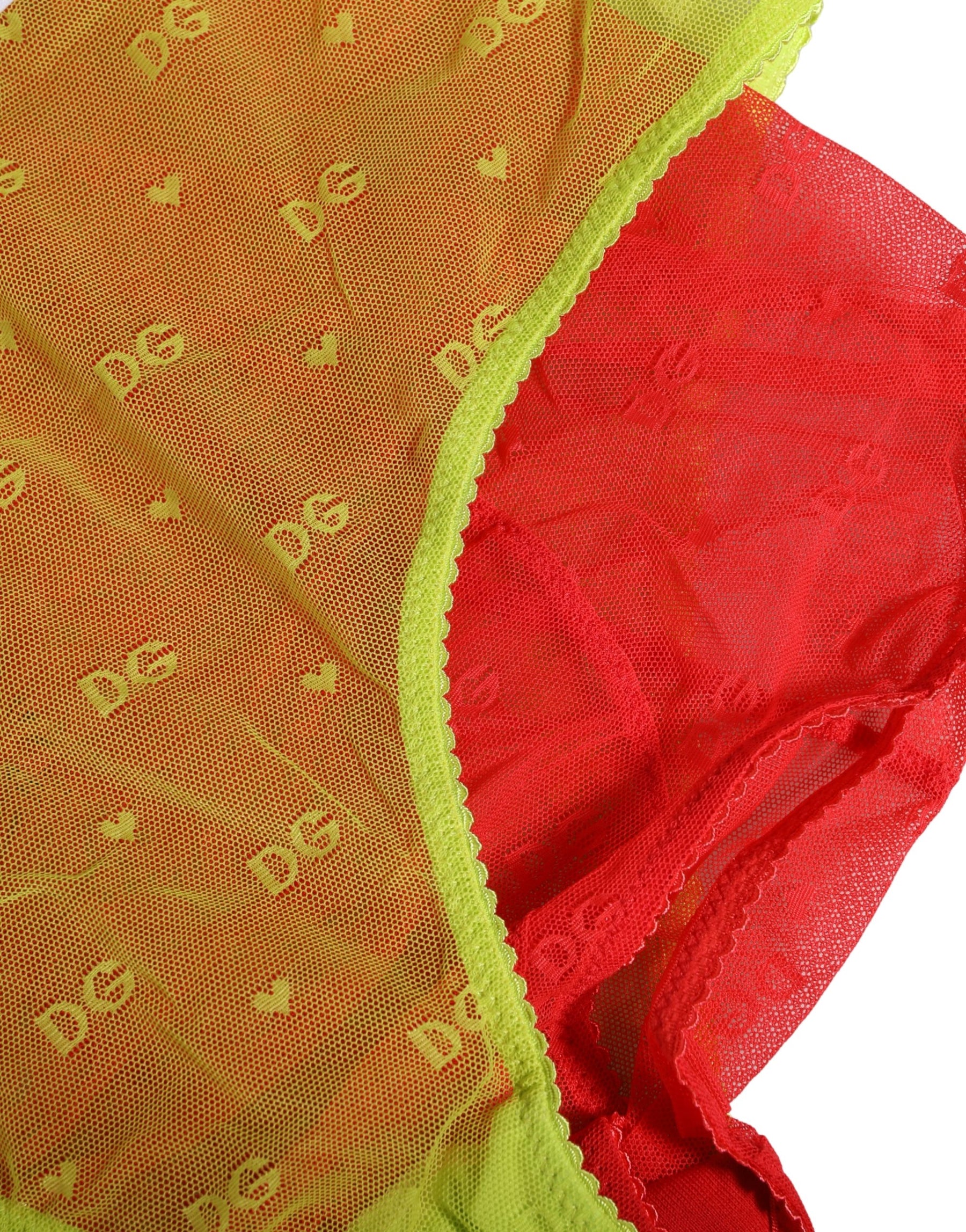 Dolce & Gabbana Red Yellow Tulle Mid Waist Panty Girdle Underwear | Regal Royce