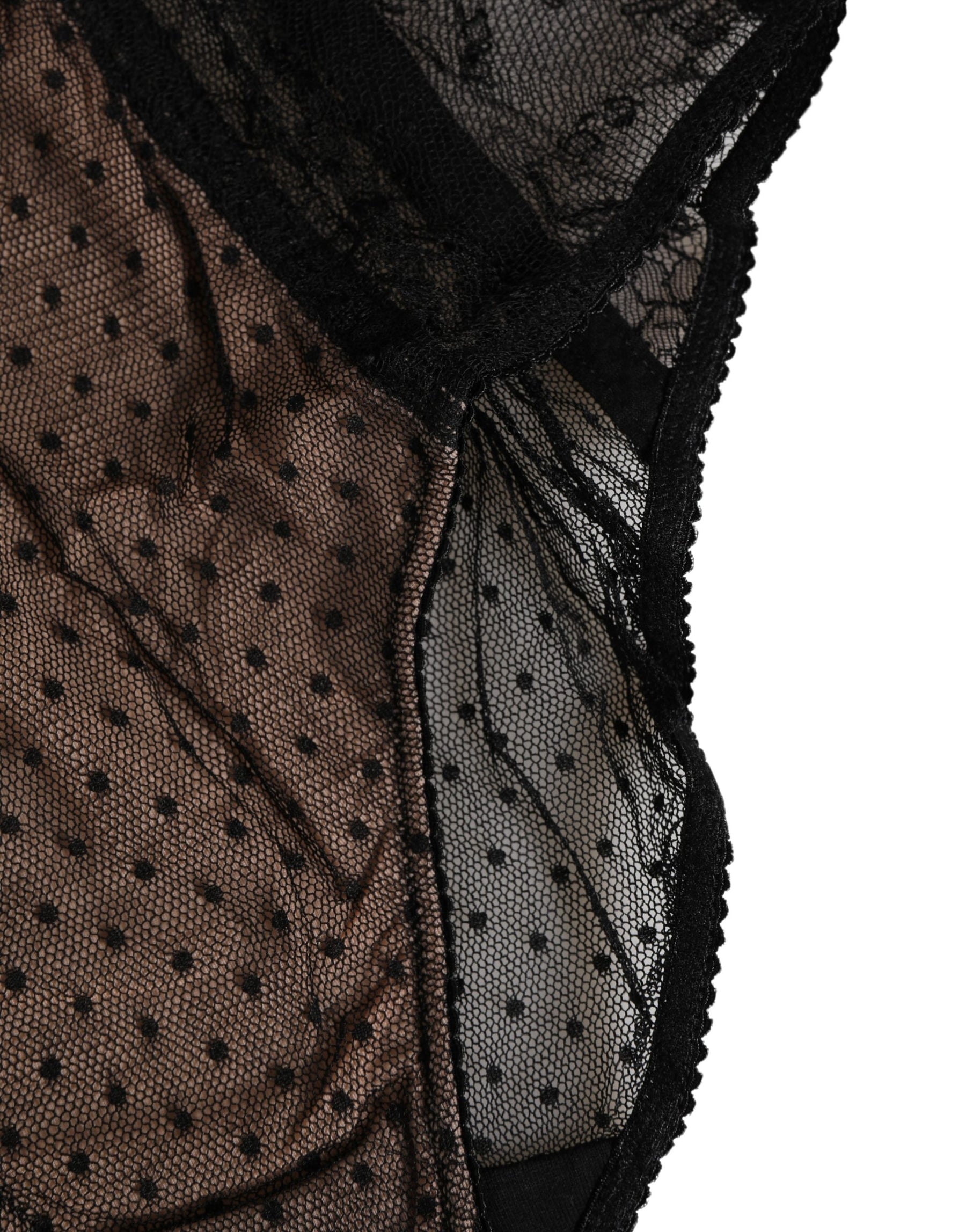Dolce & Gabbana Black Sheer Polka Dot Lace High Waist Brief Underwear | Regal Royce