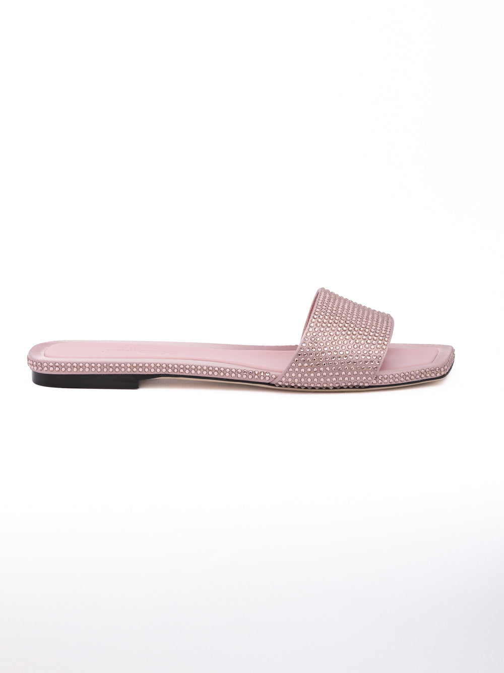 Jimmy Choo Pink Satin Crystal Clovis Flat | Regal Royce